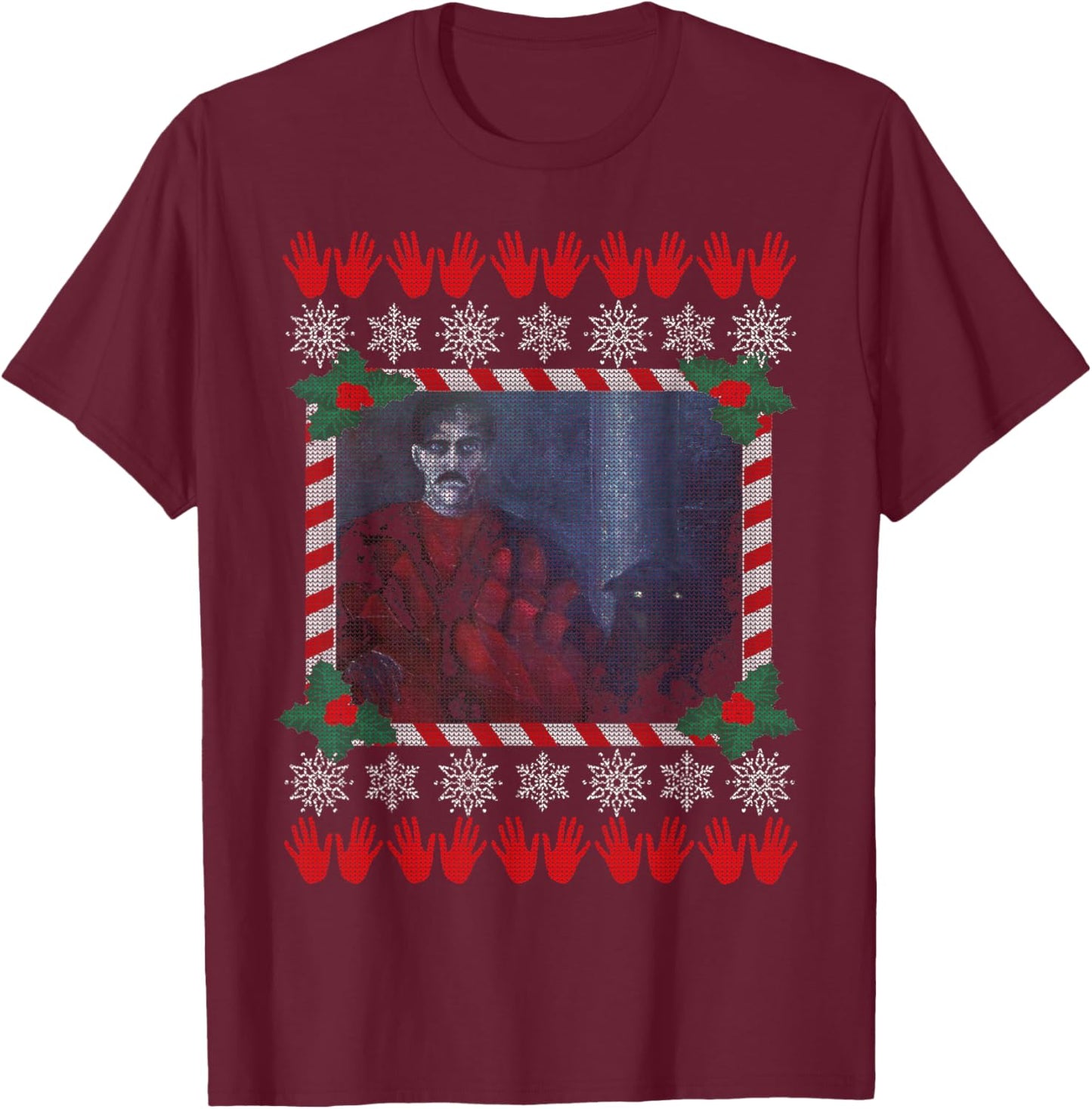 Ugly Christmas Sweater Manos The Hands of Fate Horror Movie T-Shirt - T-Shirt | Maroon