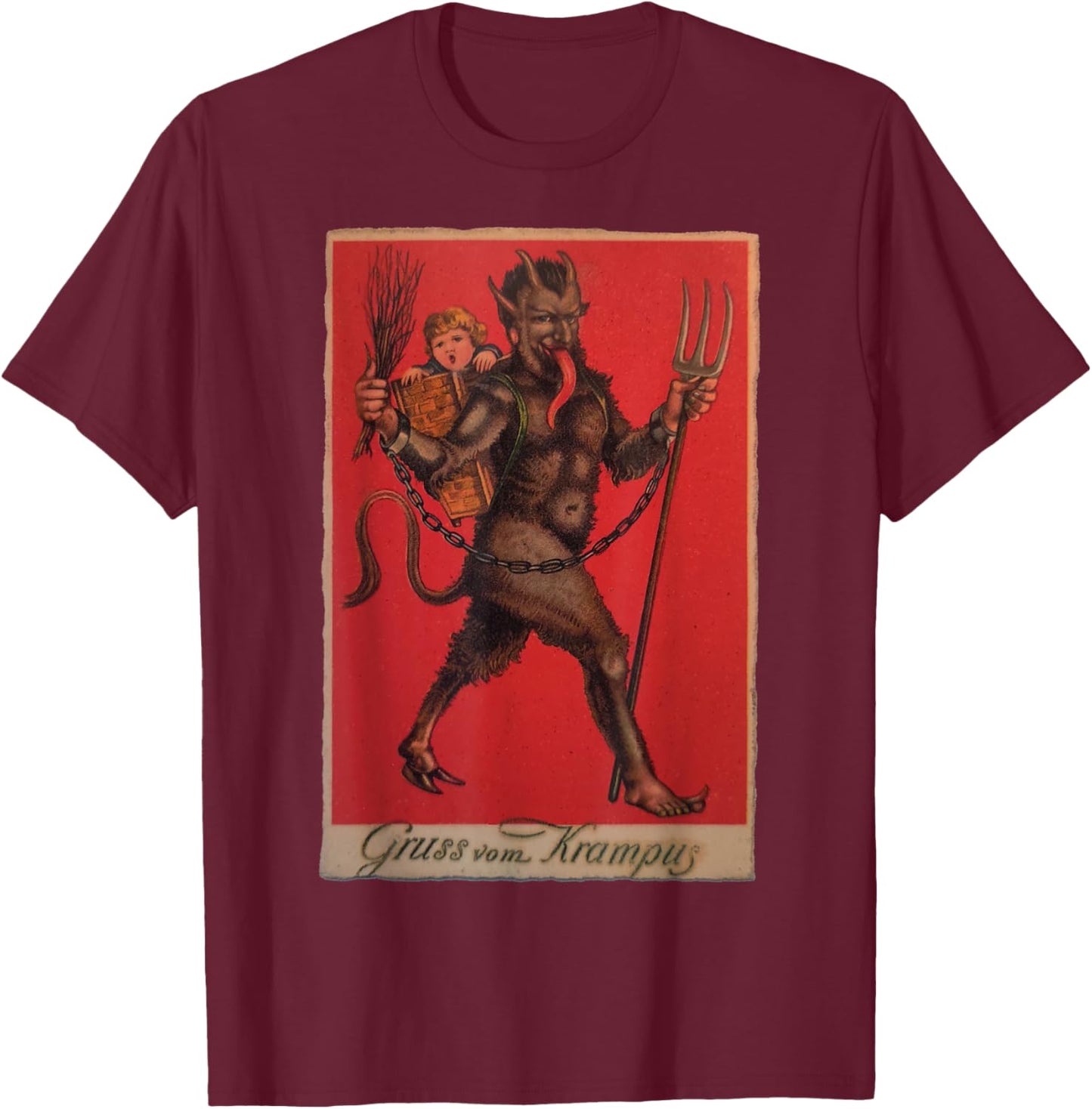 Gruss Von Krampus - Christmas Demon - Merry Krampus T-Shirt - T-Shirt | Maroon