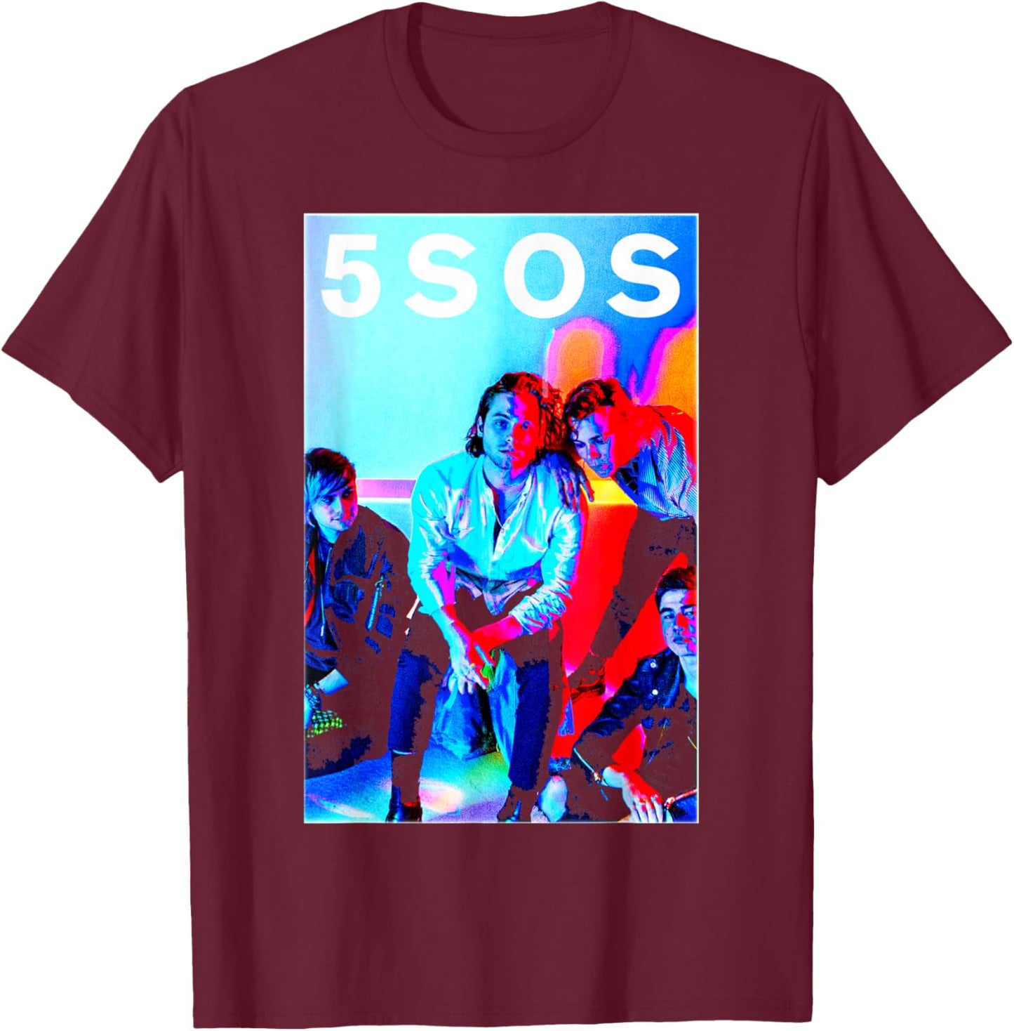 5 Seconds of Summer - 5SOS Band Photo T-Shirt - T-Shirt | Maroon