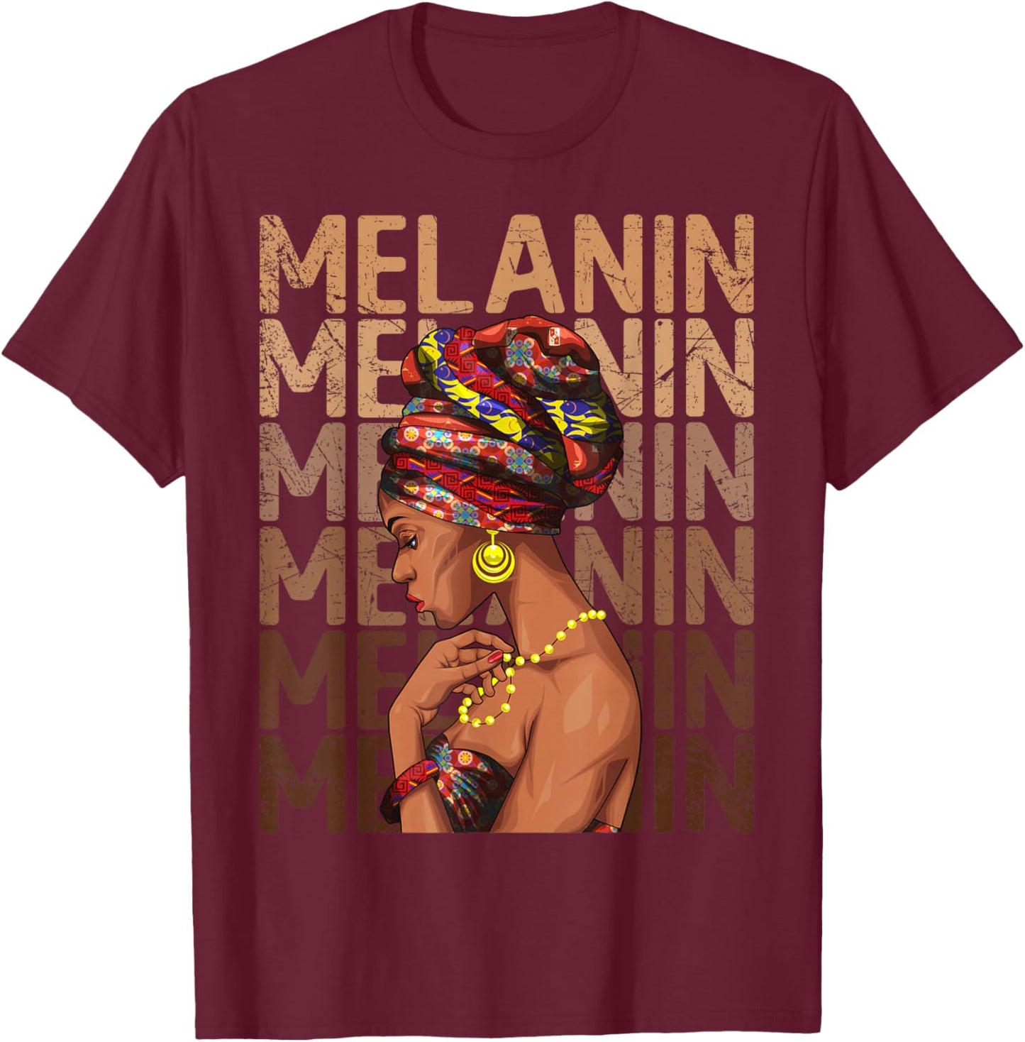 Black Strong Women Afro Love Melanin African Girl T-Shirt - T-Shirt | Maroon