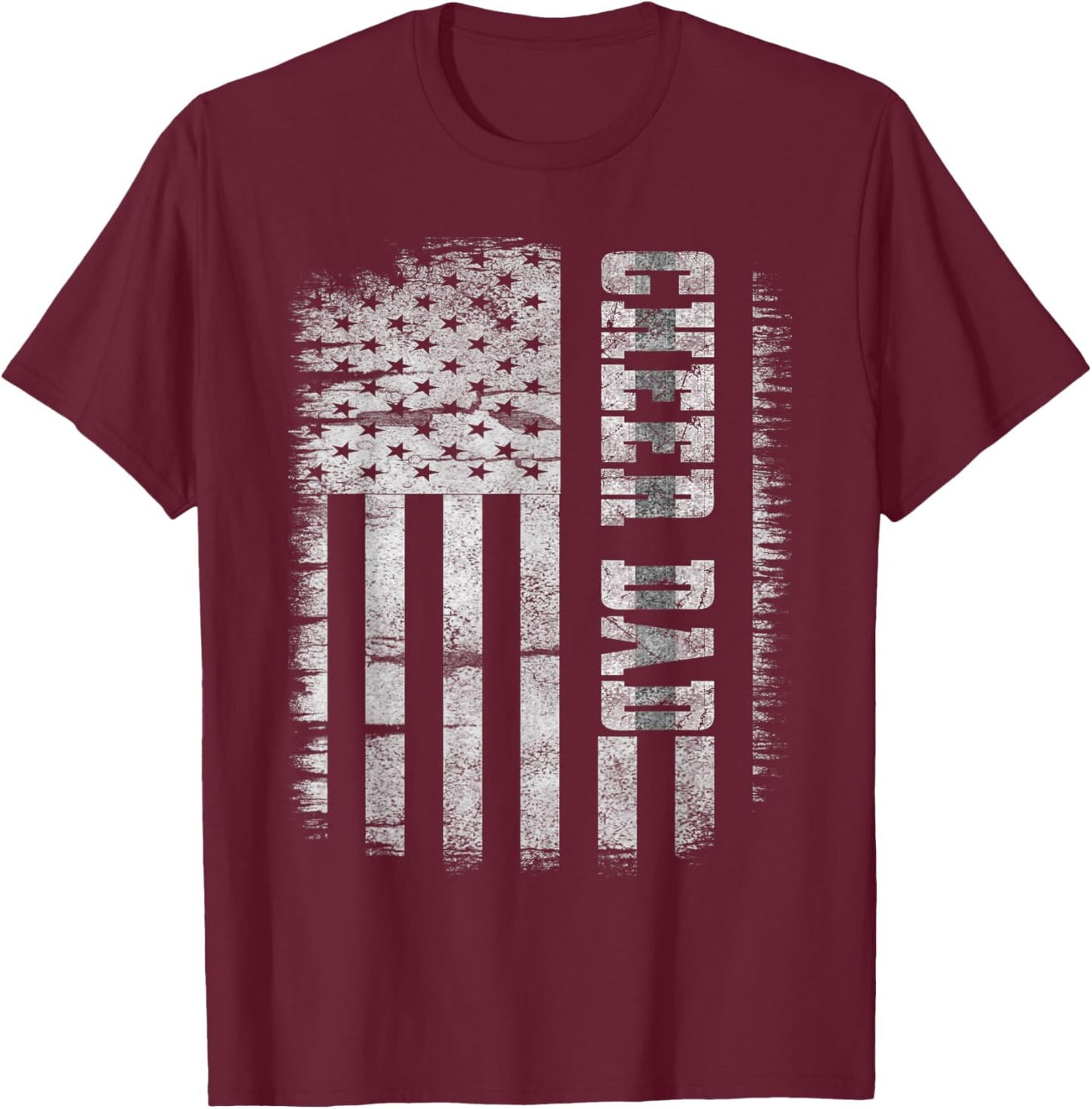 Cheer Dad Proud Cheerleading American Flag Best Cheer Dad T-Shirt - T-Shirt | Maroon