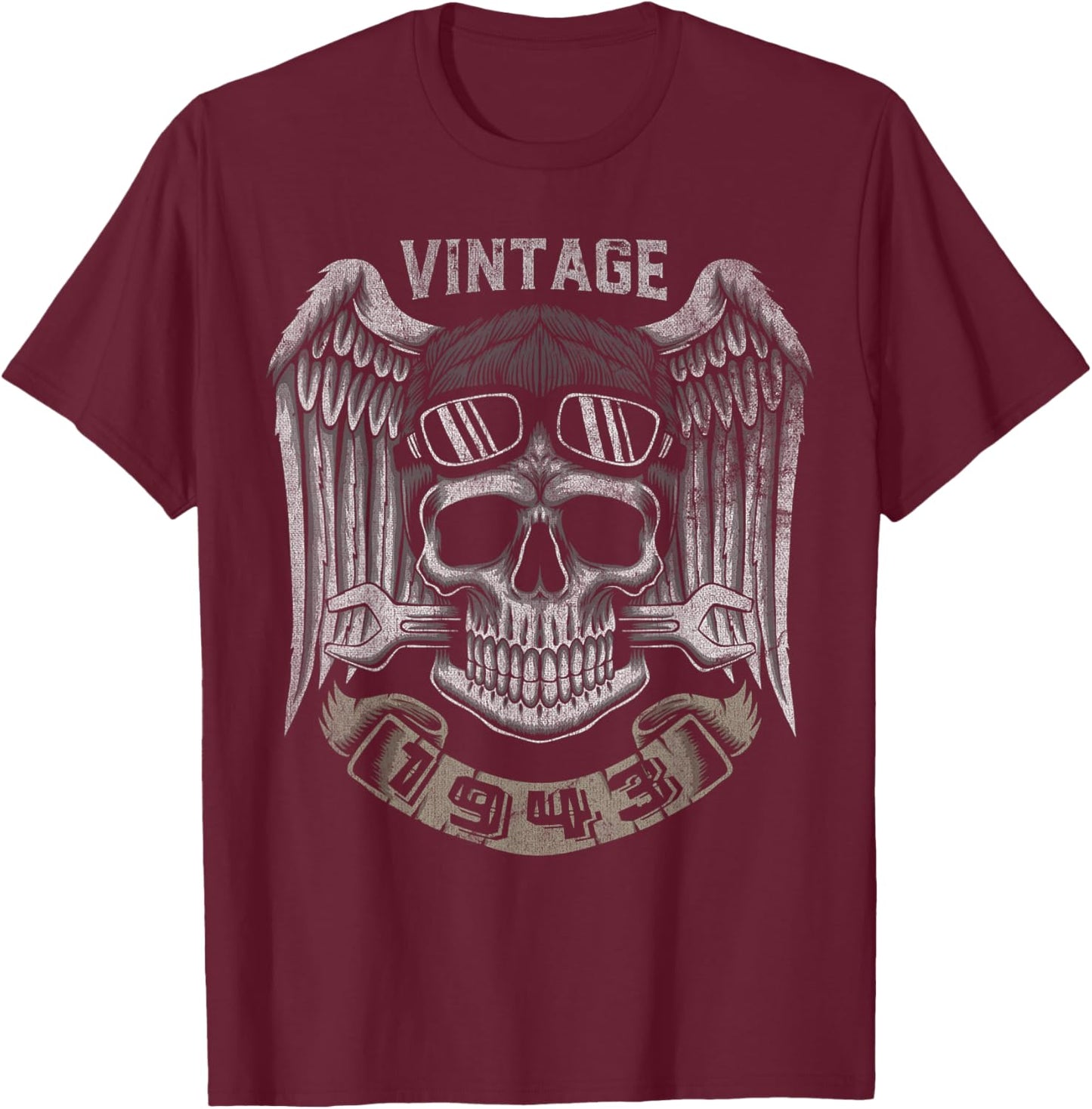 Vintage 1943 82th birthday 82 years old Biker T-Shirt - T-Shirt | Maroon