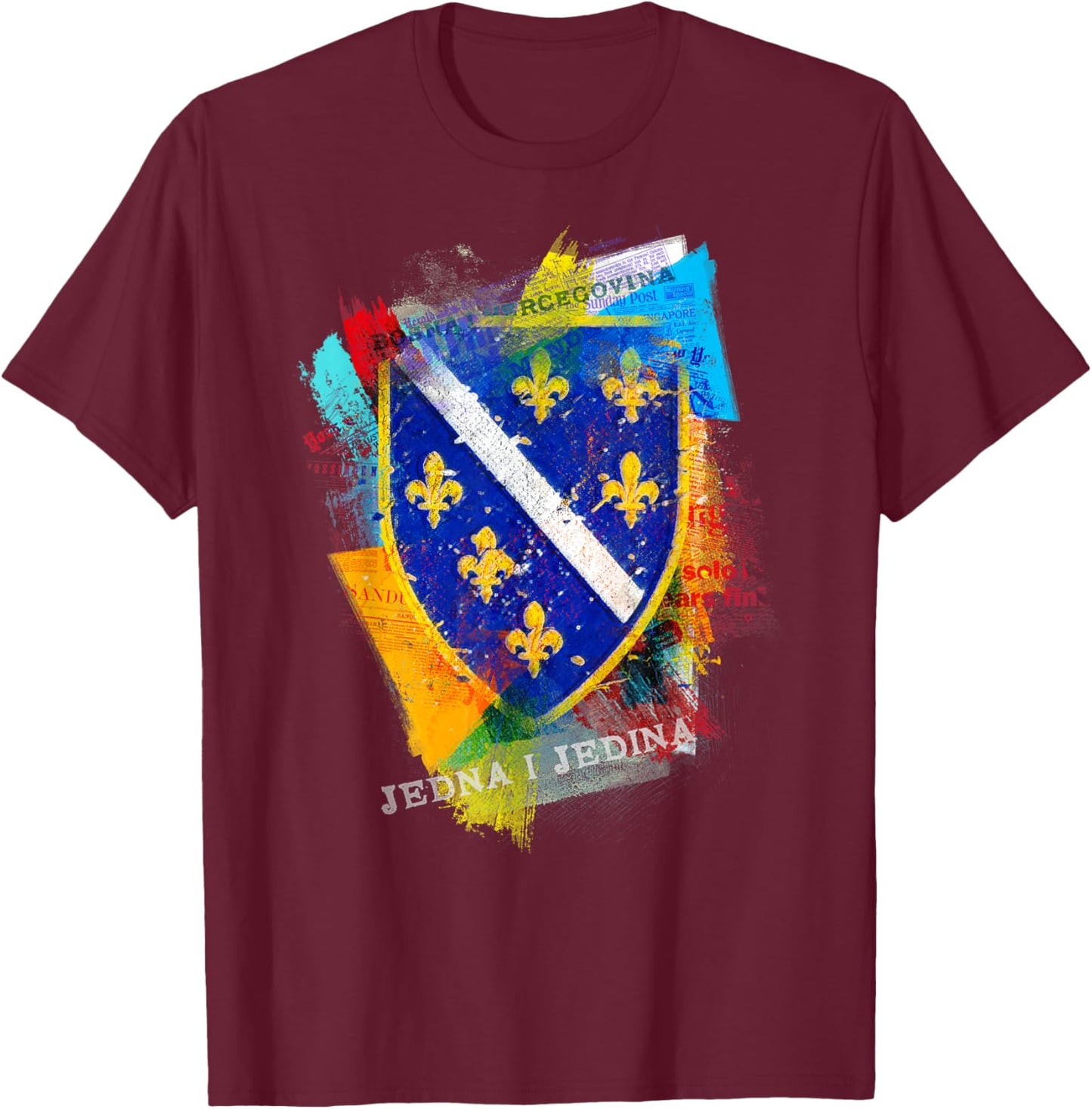 Bosnian Coat of Arms - For All Bosnian T-Shirt - T-Shirt | Maroon