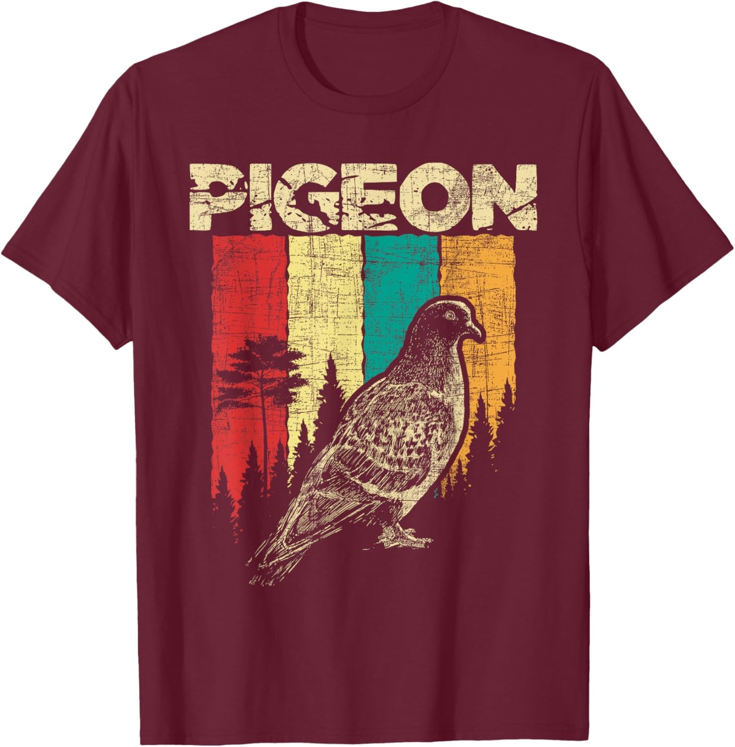 Retro Pigeon Racing - Birdwatching Bird Lover Ornithologist T-Shirt - T-Shirt | Maroon