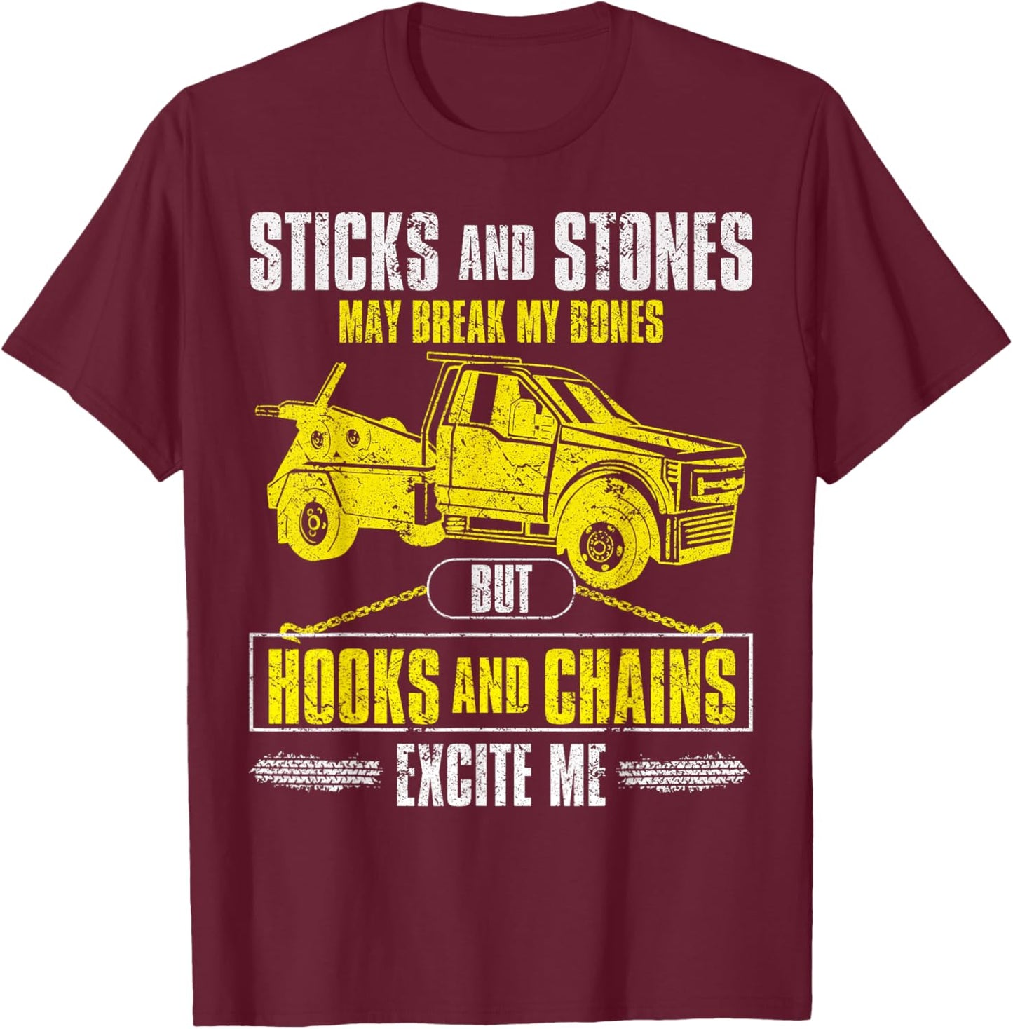 Tow Truck Driver Breakdown Lorry - Thin Yellow Line Trucker T-Shirt - T-Shirt | Maroon