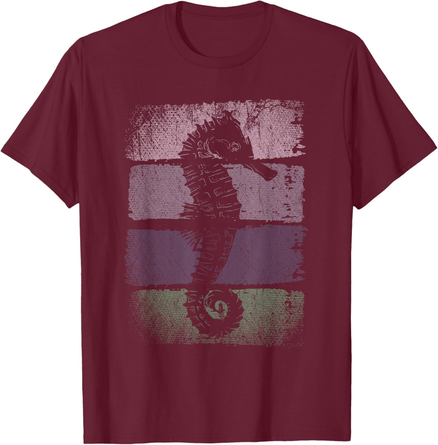 Sea Creature Ocean Animal Sea Fish Retro Seahorse T-Shirt - T-Shirt | Maroon