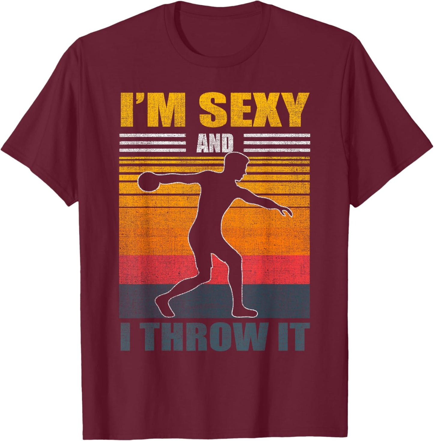 Discus Throw Vintage Disc Throwing Athletics Track and Field T-Shirt - T-Shirt | Maroon