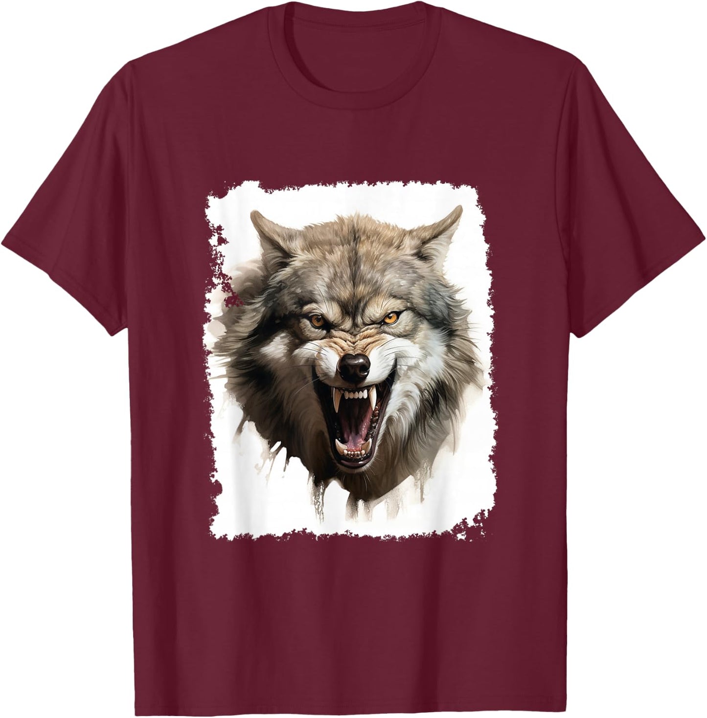 Angry Wolf T-Shirt - T-Shirt | Maroon