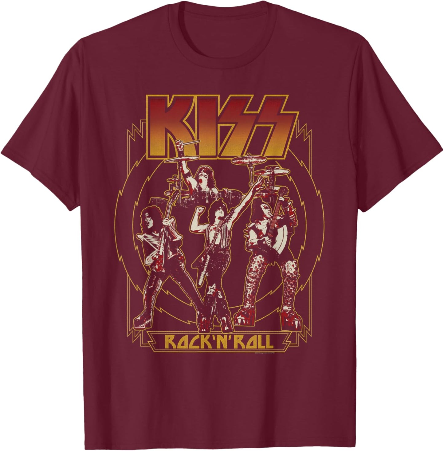 KISS - Heaven's On Fire T-Shirt - T-Shirt | Maroon