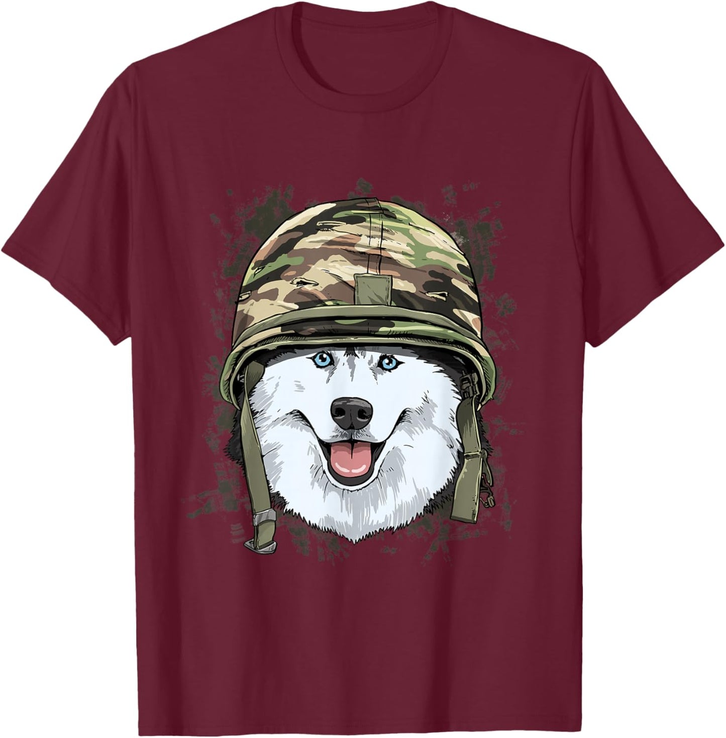 Siberian Husky Soldier Veteran Dog - Army Dog Lover T-Shirt - T-Shirt | Maroon