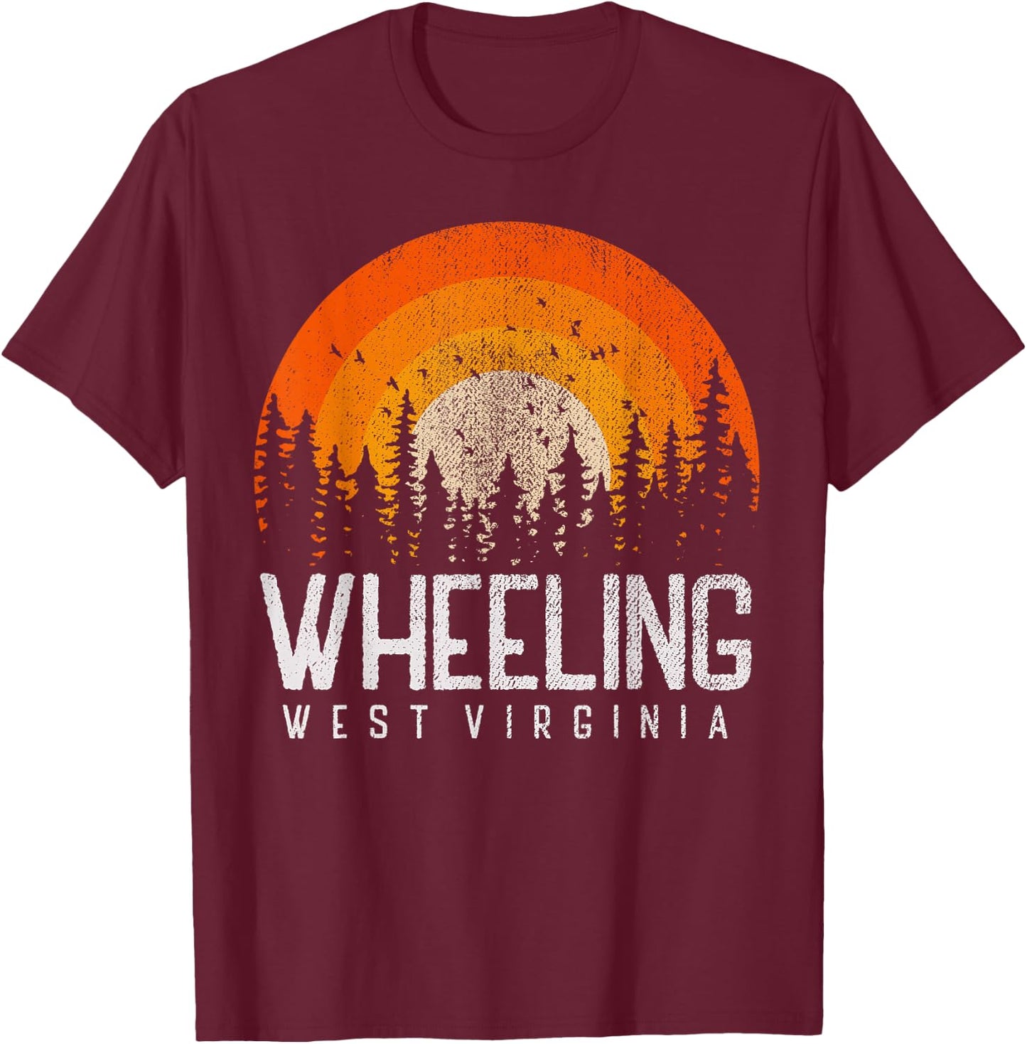 Wheeling West Virginia WV, Retro Style Vintage 70s 80s 90s T-Shirt - T-Shirt | Maroon