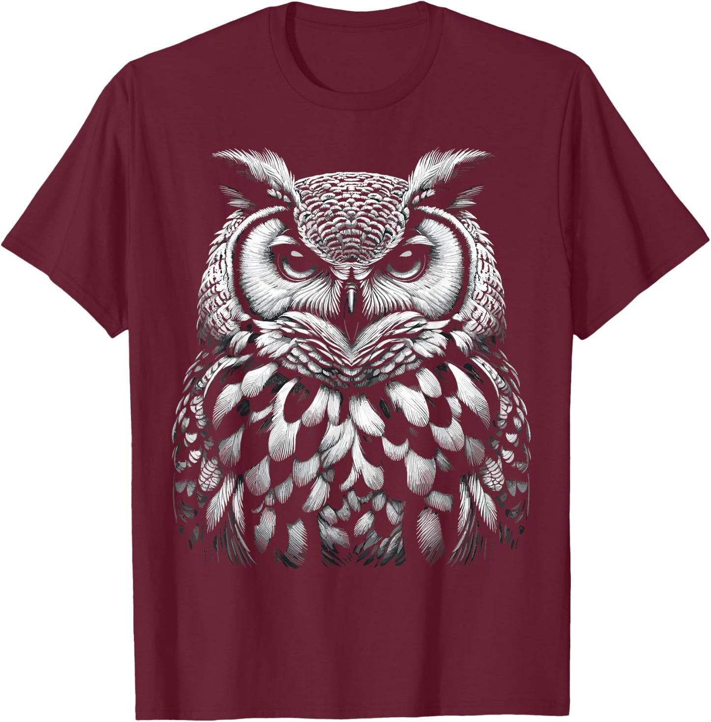 Owl Lovers Beautiful Animal Owl T-Shirt - T-Shirt | Maroon