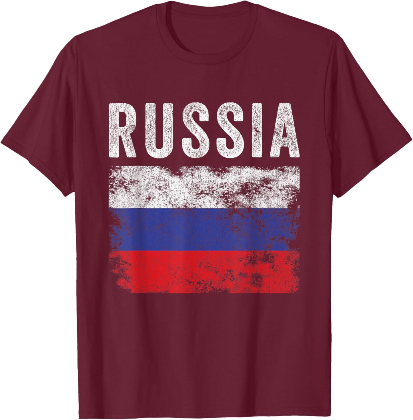 Russia Flag Distressed - Men Women Kids - Russian Flag T-Shirt - T-Shirt | Maroon