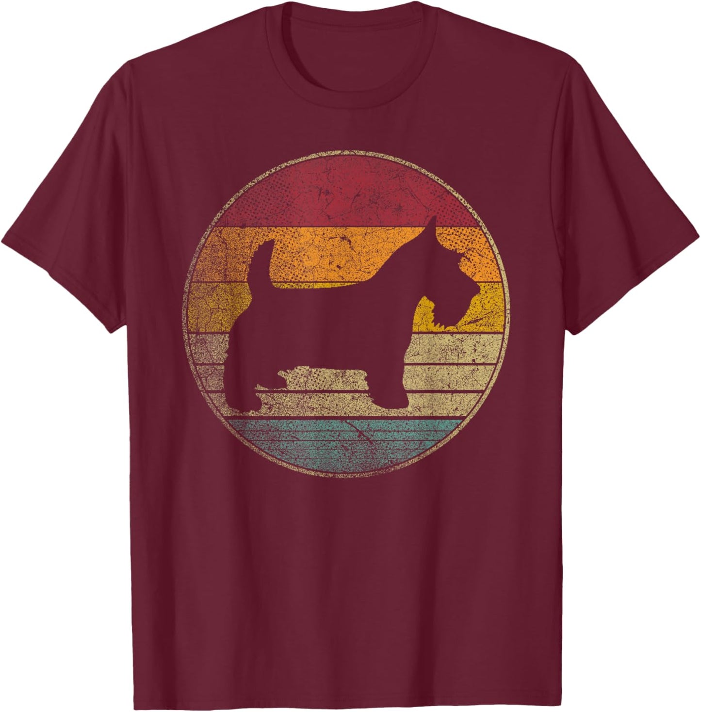 Scottish Terrier Dog Vintage Distressed Retro 70s 80s Gift T-Shirt - T-Shirt | Maroon