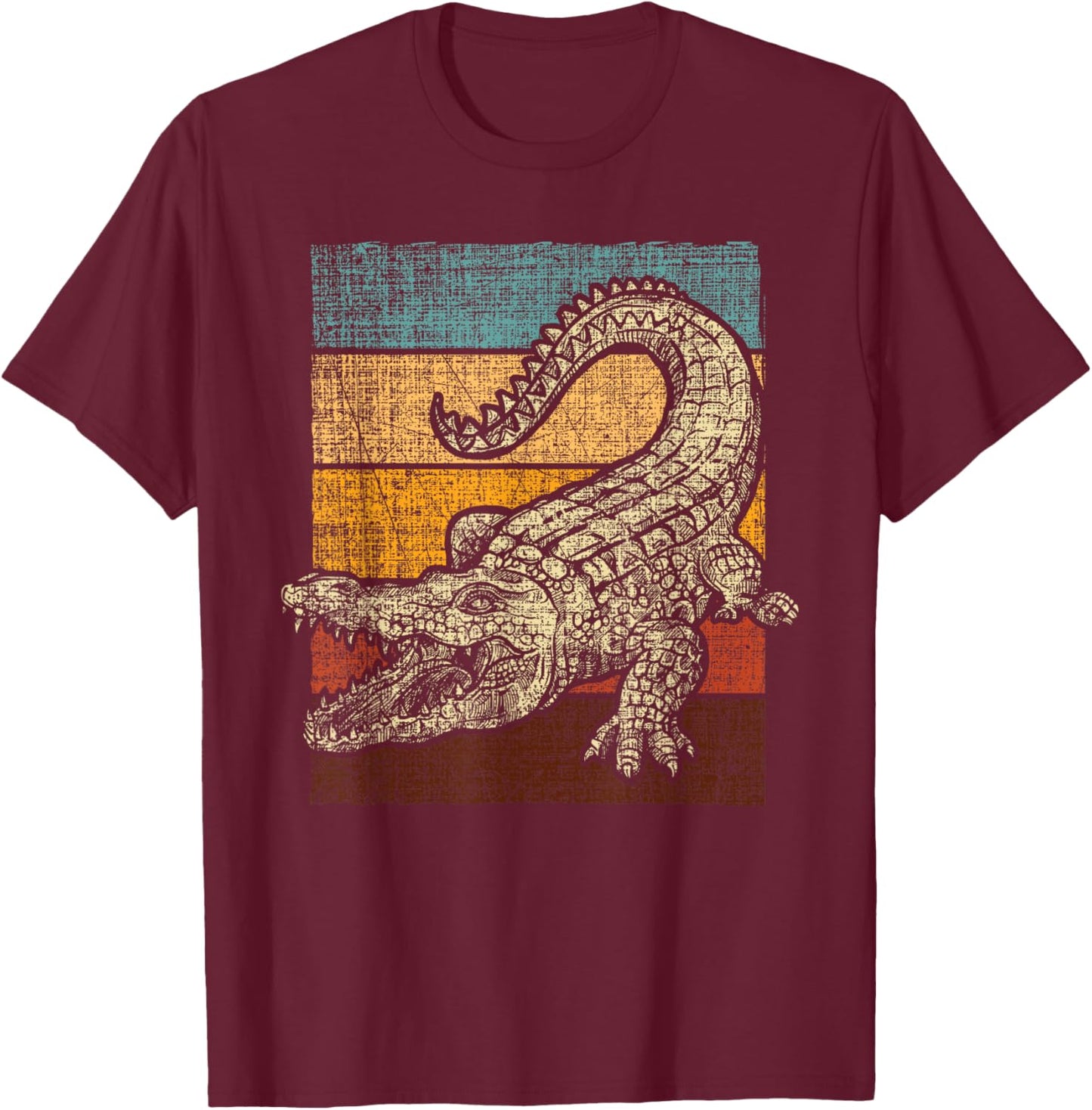 Retro Vintage Alligator Gator Crocodile Zoo Animal Lover T-Shirt - T-Shirt | Maroon