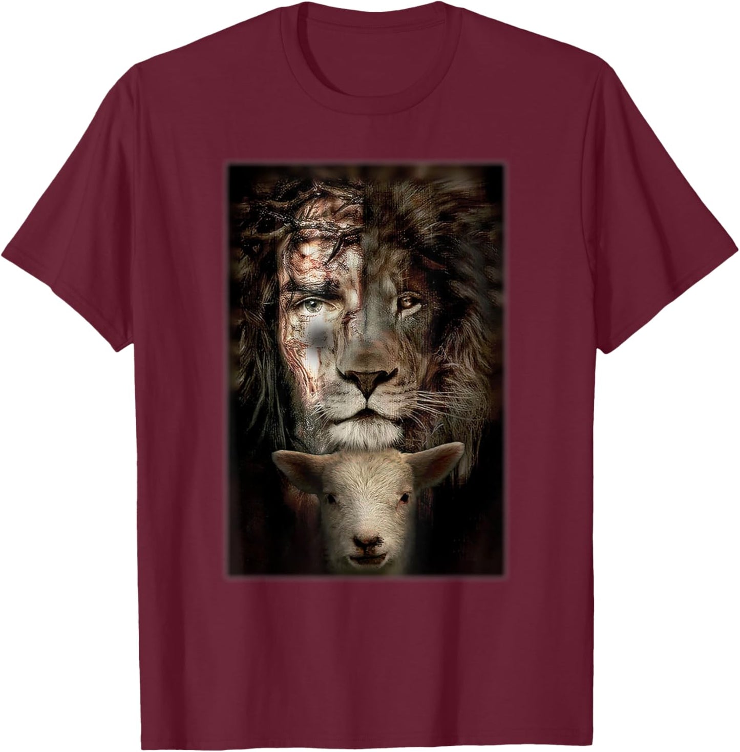 Jesus Lion Lamb Christian Lover T-Shirt - T-Shirt | Maroon