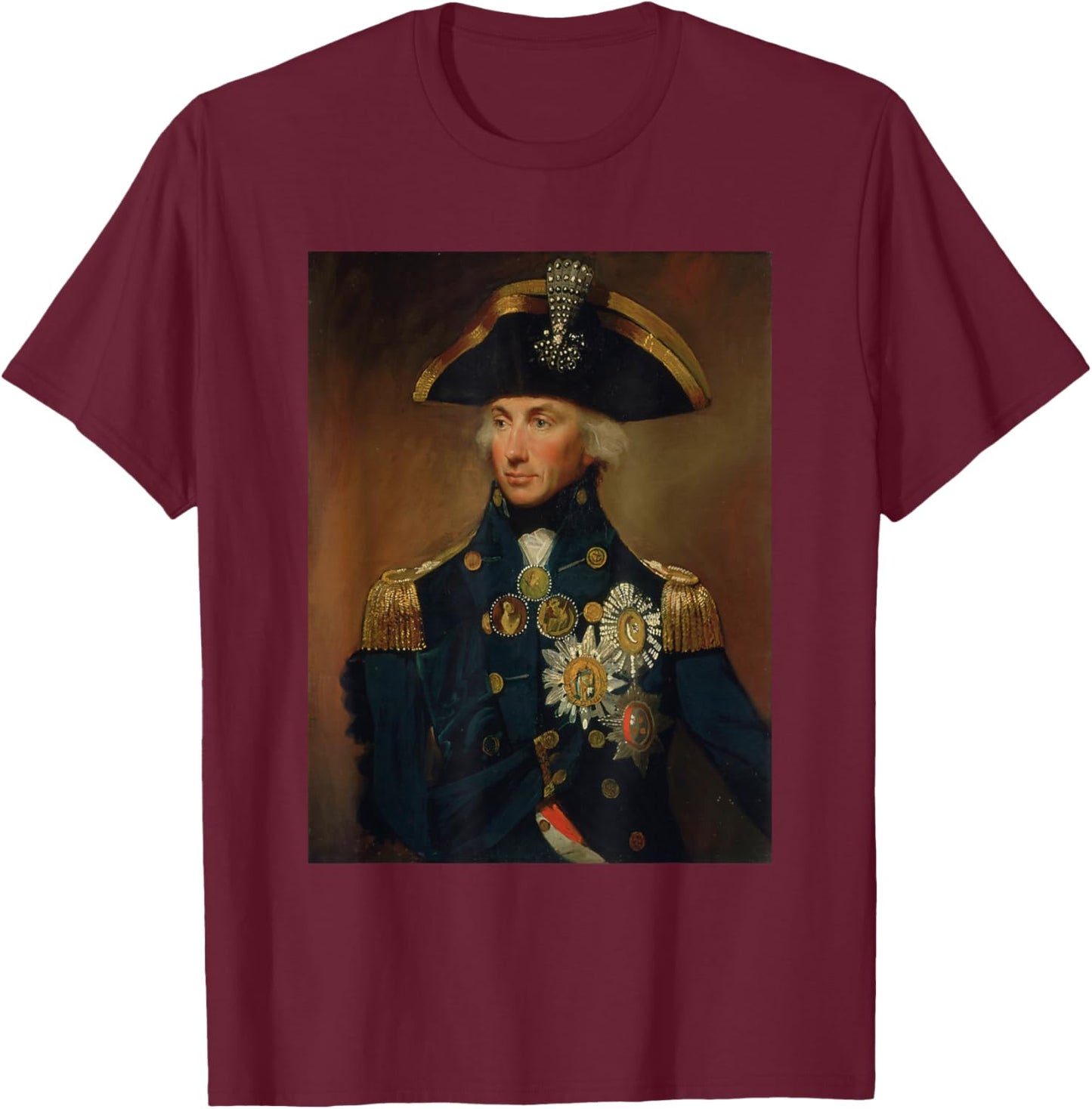 Lemuel-Francis Abbot's Rear-Admiral Sir Horatio Nelson T-Shirt - T-Shirt | Maroon