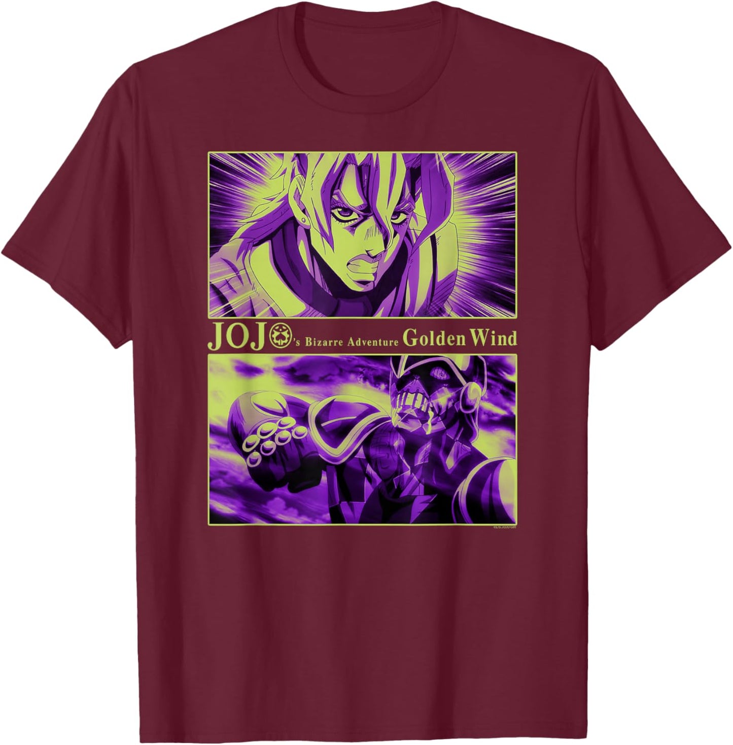 JoJo's Bizarre Adventure Golden Wind Fugo & Purple Haze T-Shirt - T-Shirt | Maroon