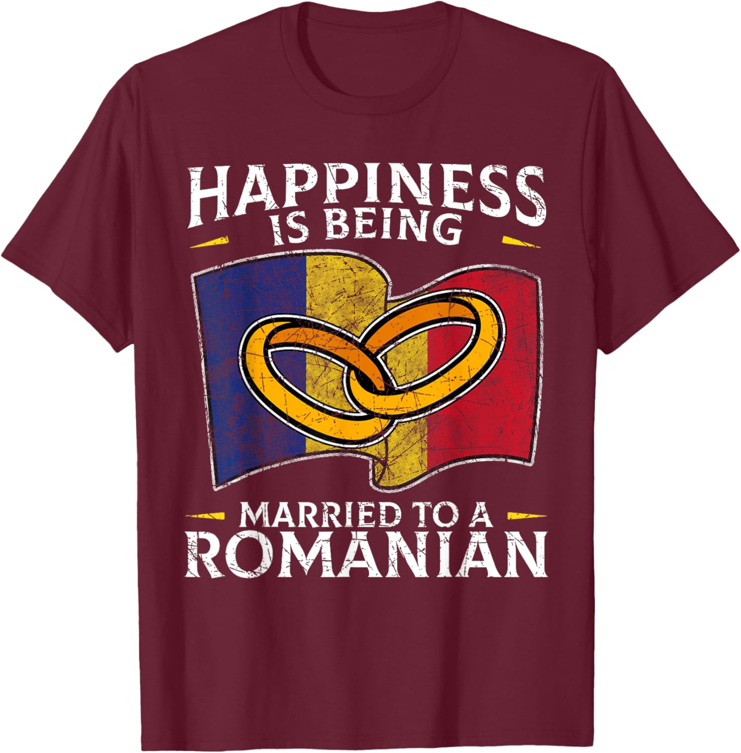 Romanian Wedding State of Romania Roots Married T-Shirt - T-Shirt | Maroon