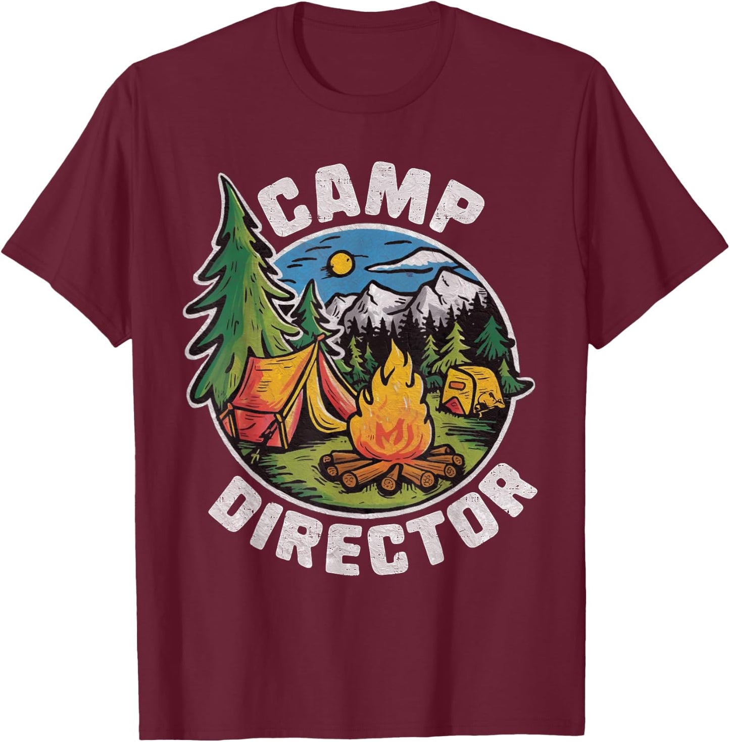 Retro Camp Director Camping Summer Camp Funny Camper Staff T-Shirt - T-Shirt | Maroon