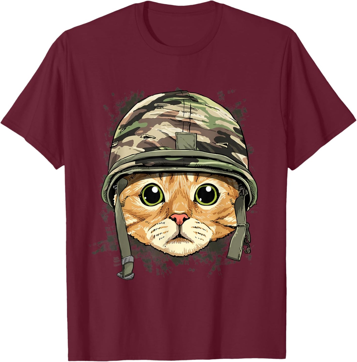Cat Soldier Veteran Army Cat Kitten Lover T-Shirt - T-Shirt | Maroon
