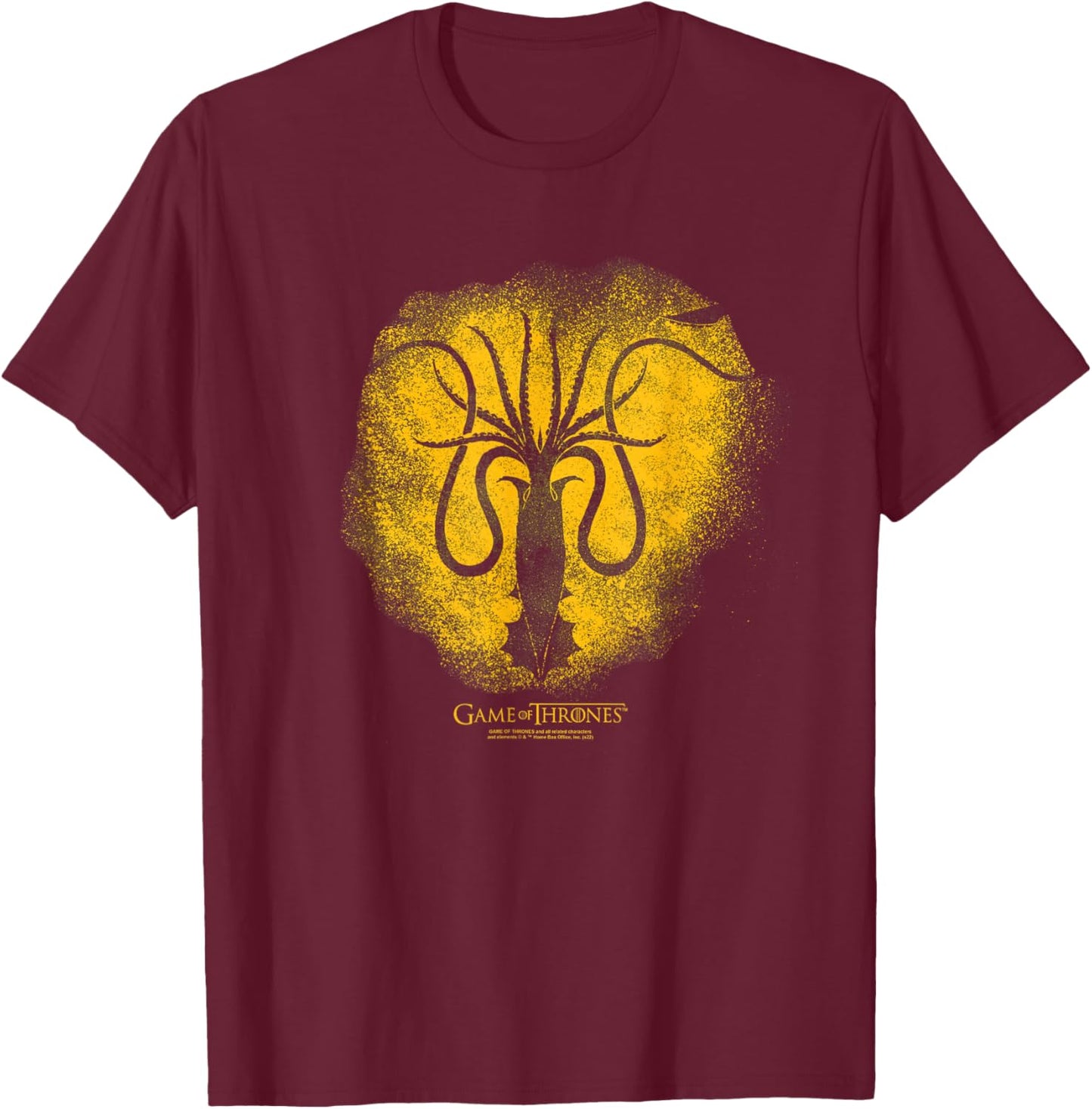 Game of Thrones Greyjoy Sprayed Outline Sigil T-Shirt - T-Shirt | Maroon