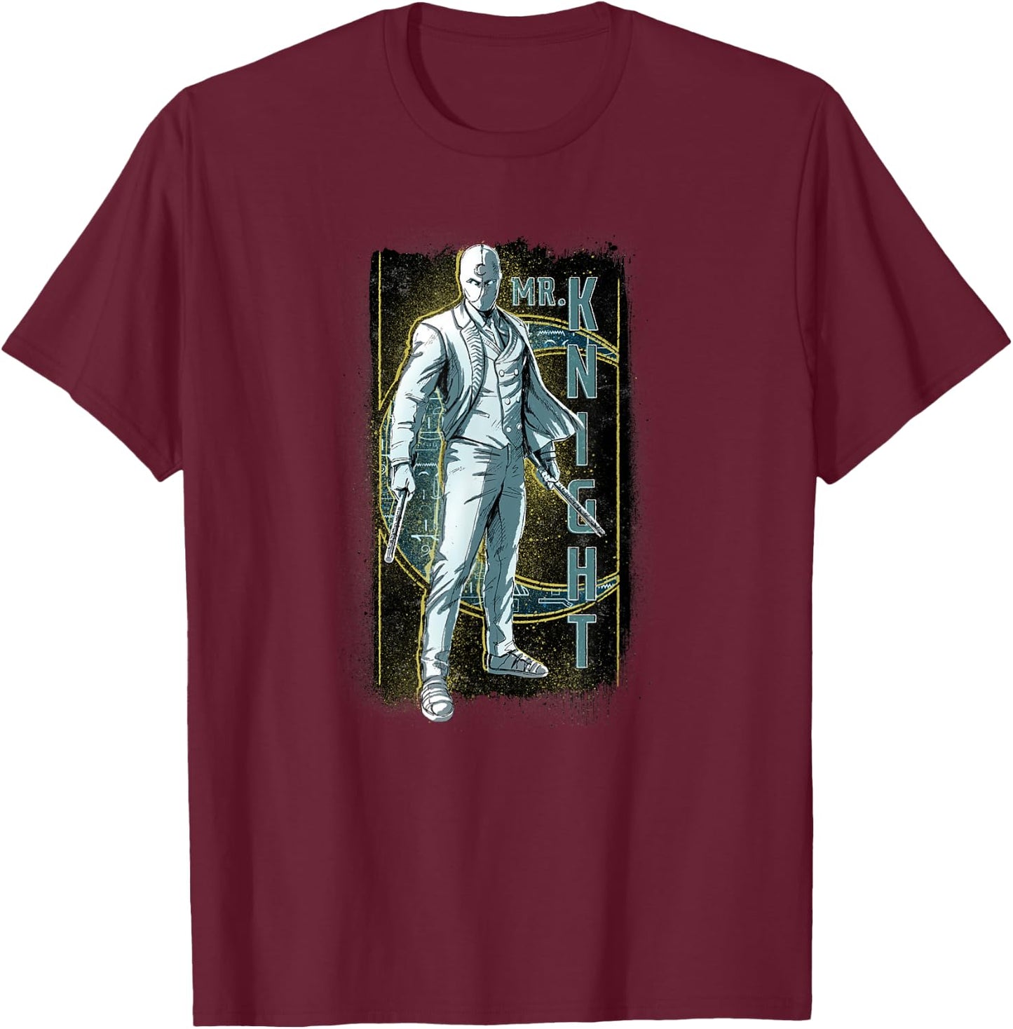 Marvel Moon Knight Mr. Knight Batons and Crescent Moon T-Shirt - T-Shirt | Maroon