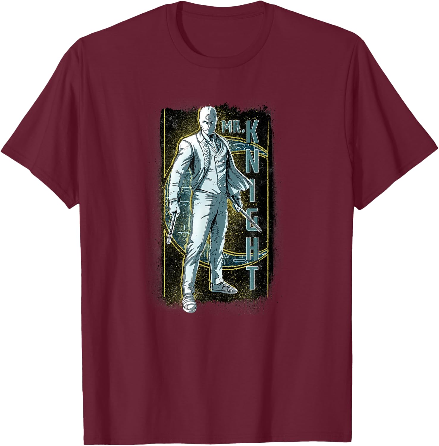 Marvel Moon Knight Mr. Knight Batons and Crescent Moon T-Shirt - T-Shirt | Maroon