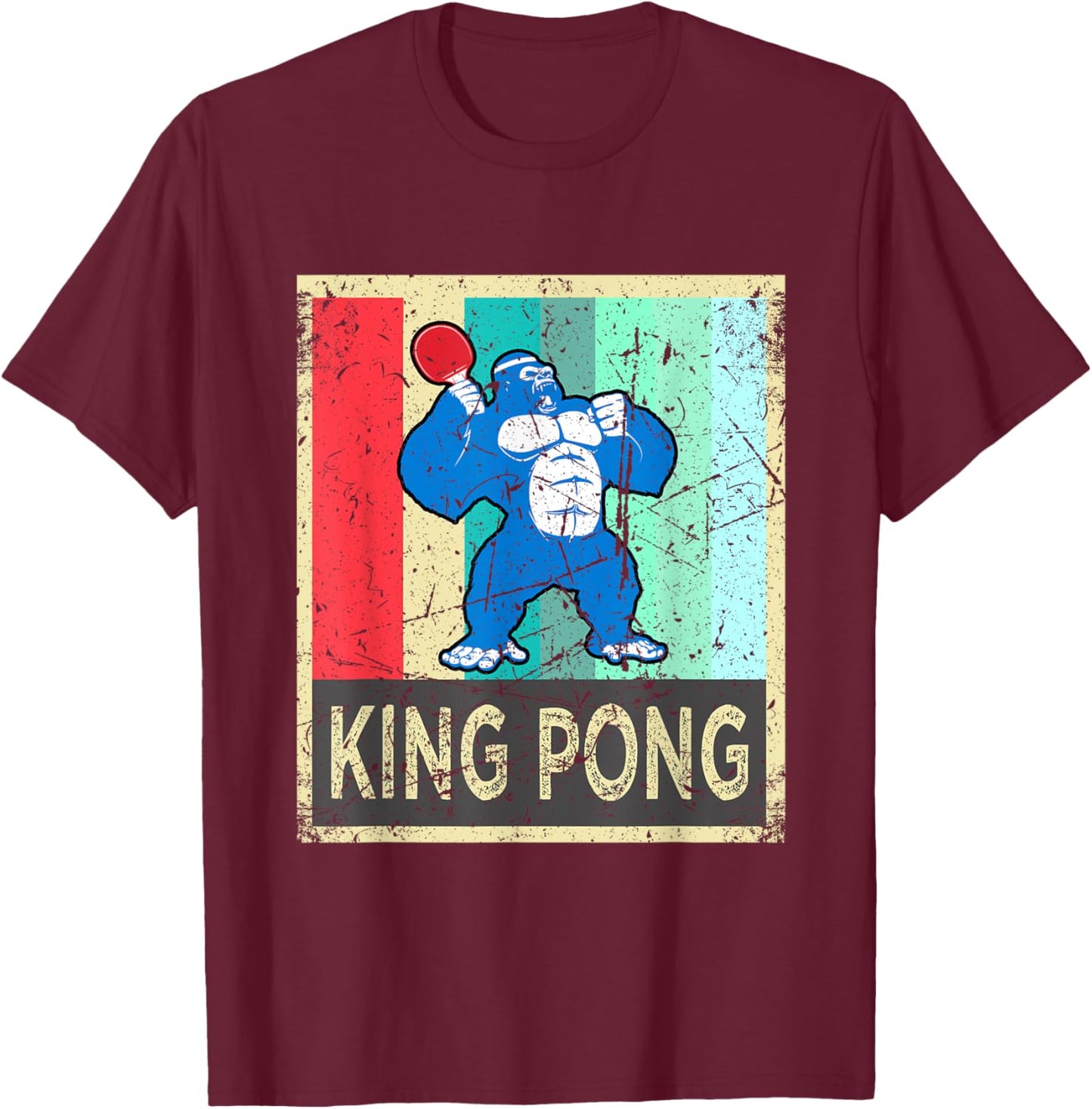 King Pong Shirt Ping Pong Gear Clothes Women Kids T-Shirt - T-Shirt | Maroon