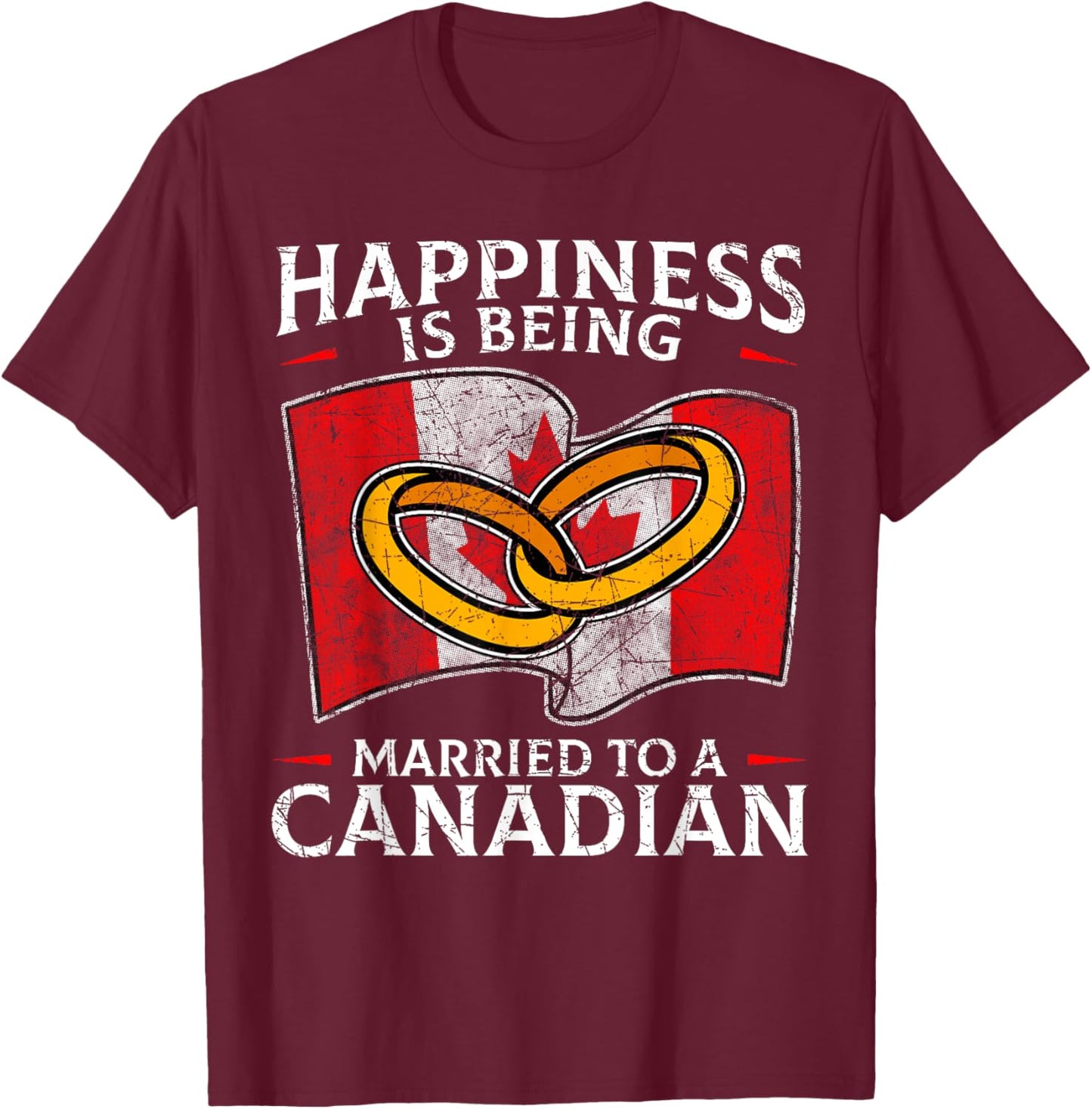 Canada Marriage Canadian Married Flag Wedded Culture Flag T-Shirt - T-Shirt | Maroon
