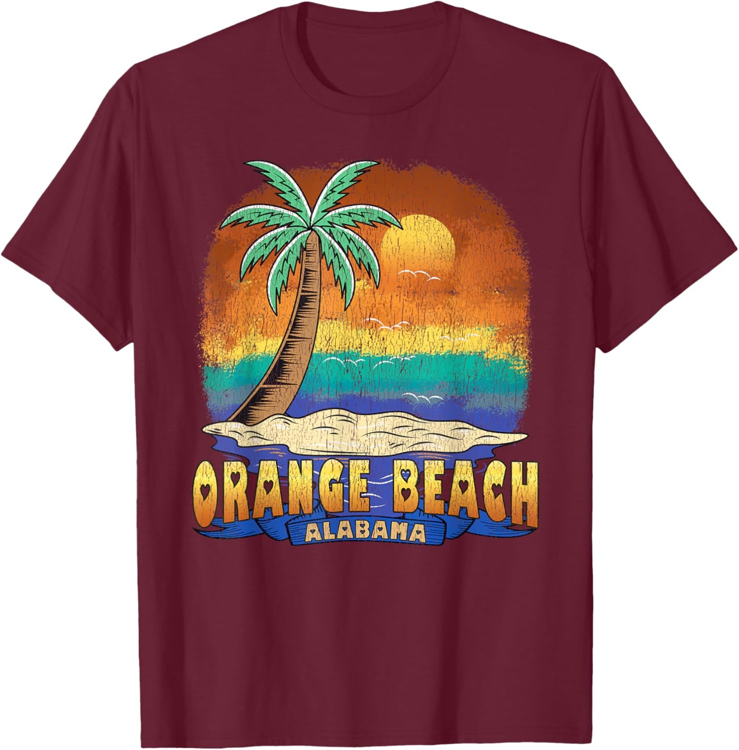 ORANGE BEACH ALABAMA | Vintage Distressed Souvenir T-Shirt - T-Shirt | Maroon