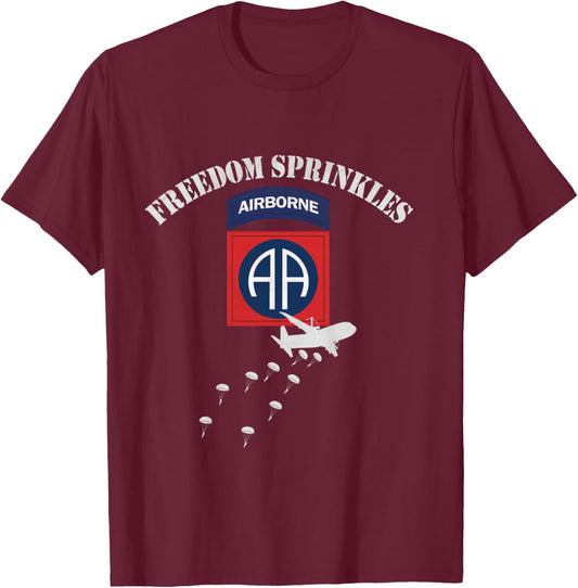 82nd Airborne Division Paratrooper Veteran Freedom Sprinkles T-Shirt - T-Shirt | Maroon