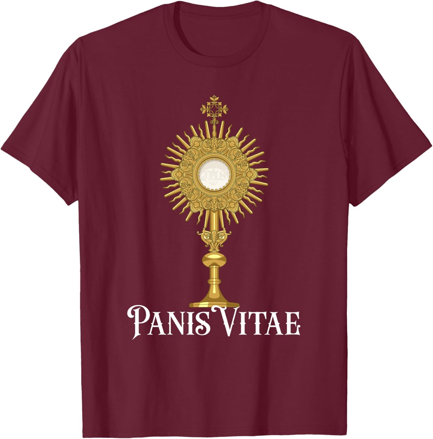Eucharistic Adoration Traditional Latin Mass Catholic T-Shirt - T-Shirt | Maroon