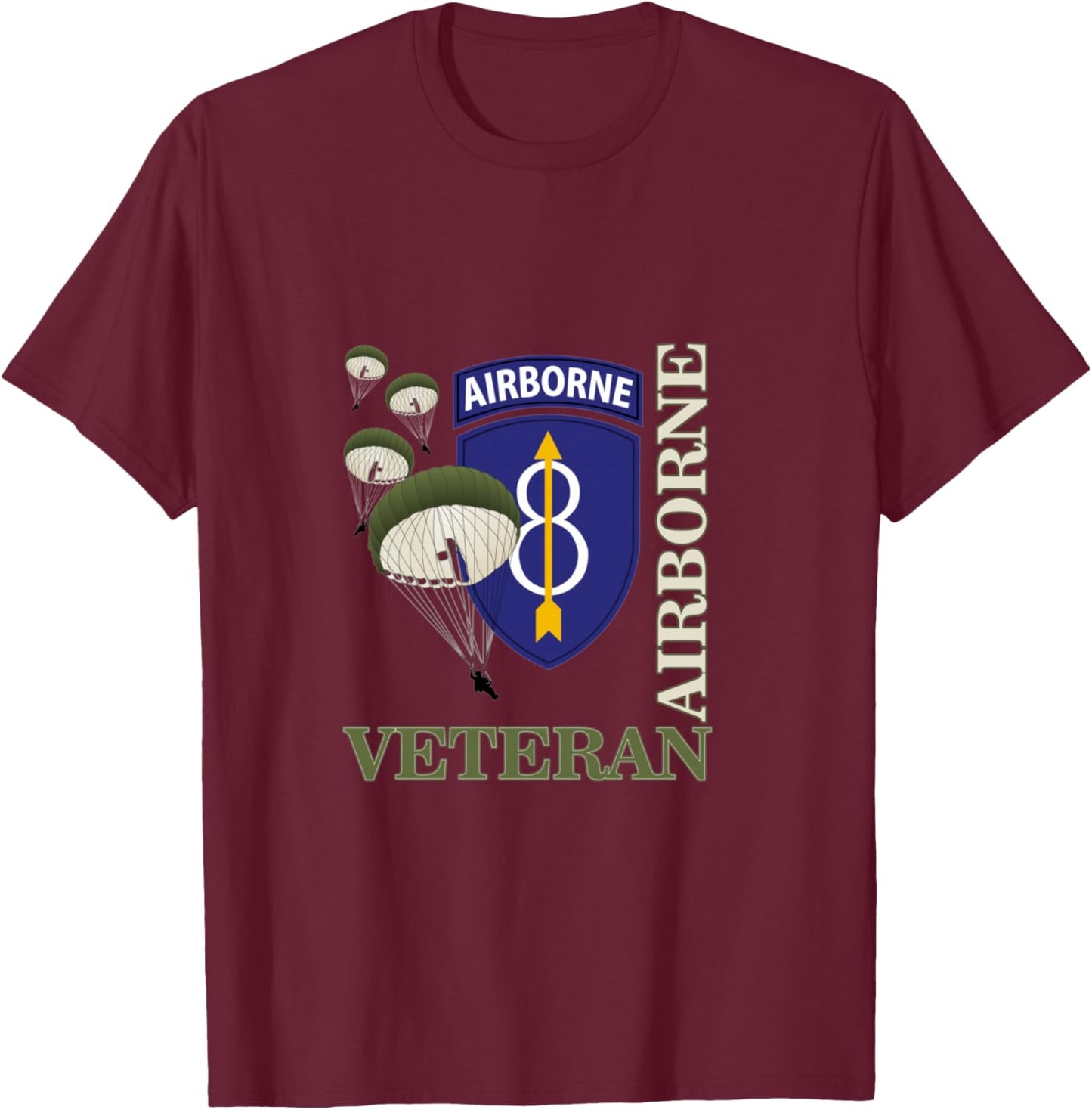 8th Airborne Division Veteran Paratrooper Veterans Day Xmas T-Shirt - T-Shirt | Maroon
