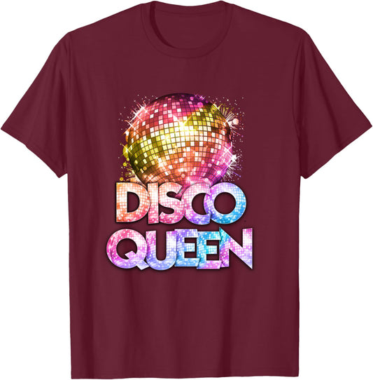 Disco Queen - 70's Disco Themed Vintage Seventies Costume T-Shirt - T-Shirt | Maroon