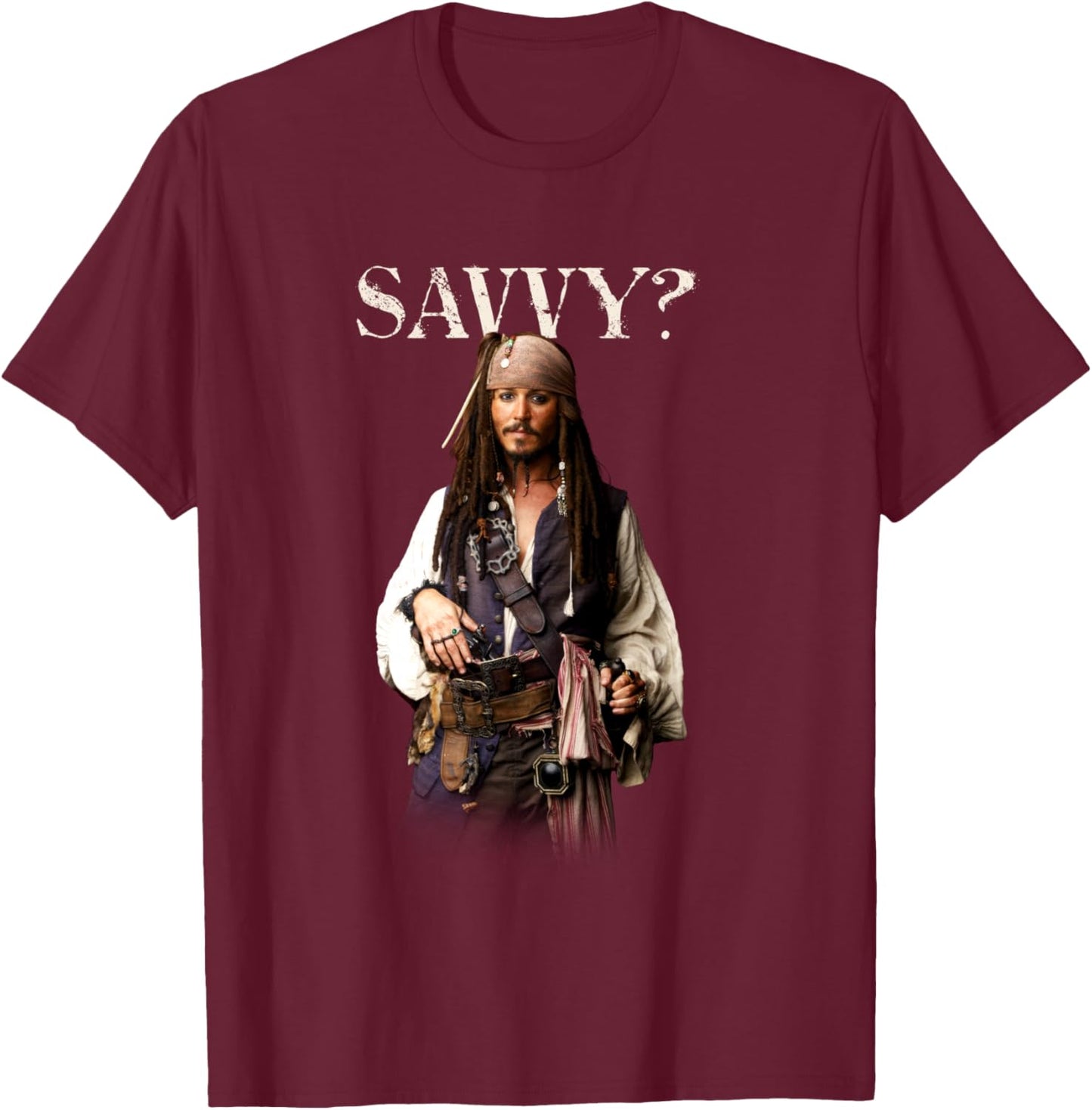Disney Pirates of the Caribbean Captain Jack Savvy? T-Shirt - T-Shirt | Maroon