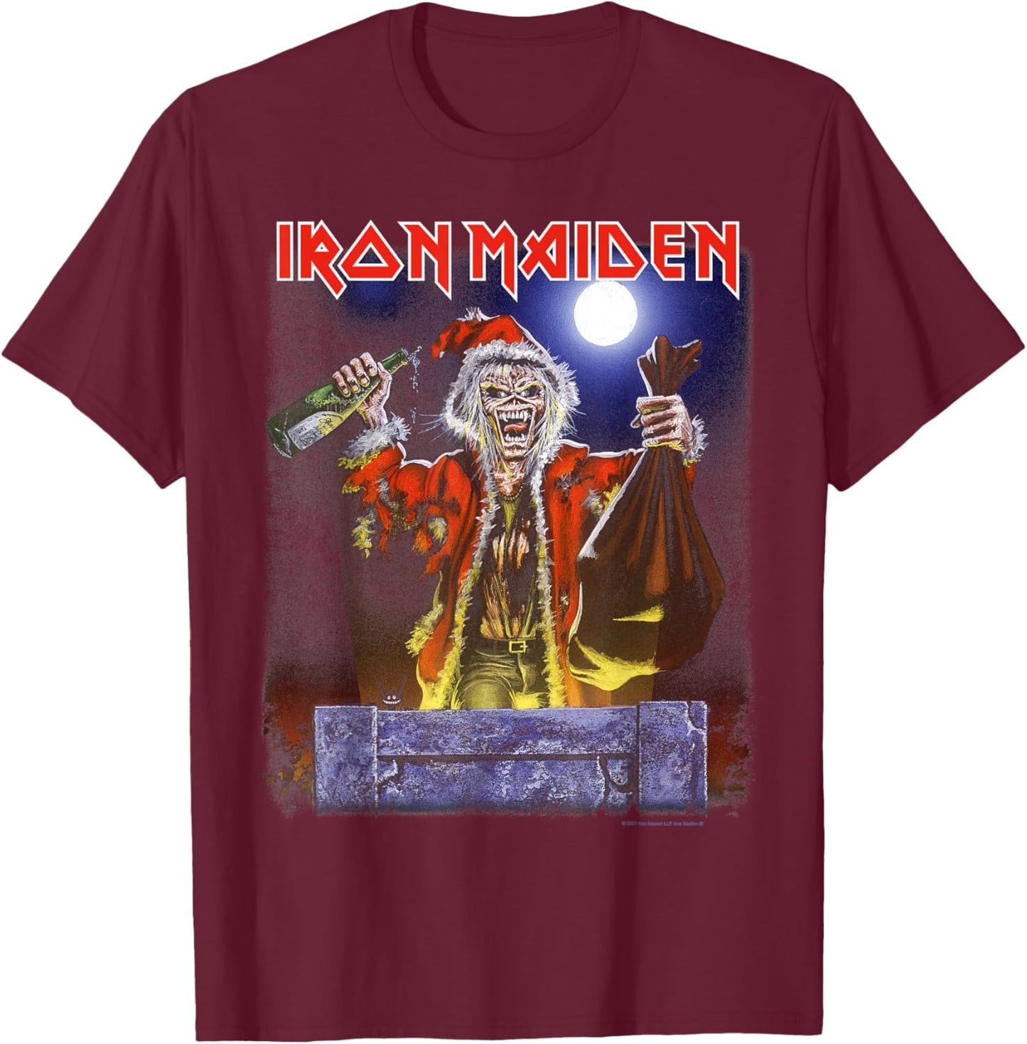 Iron Maiden - No Prayer Santa Eddie Christmas T-Shirt - T-Shirt | Maroon