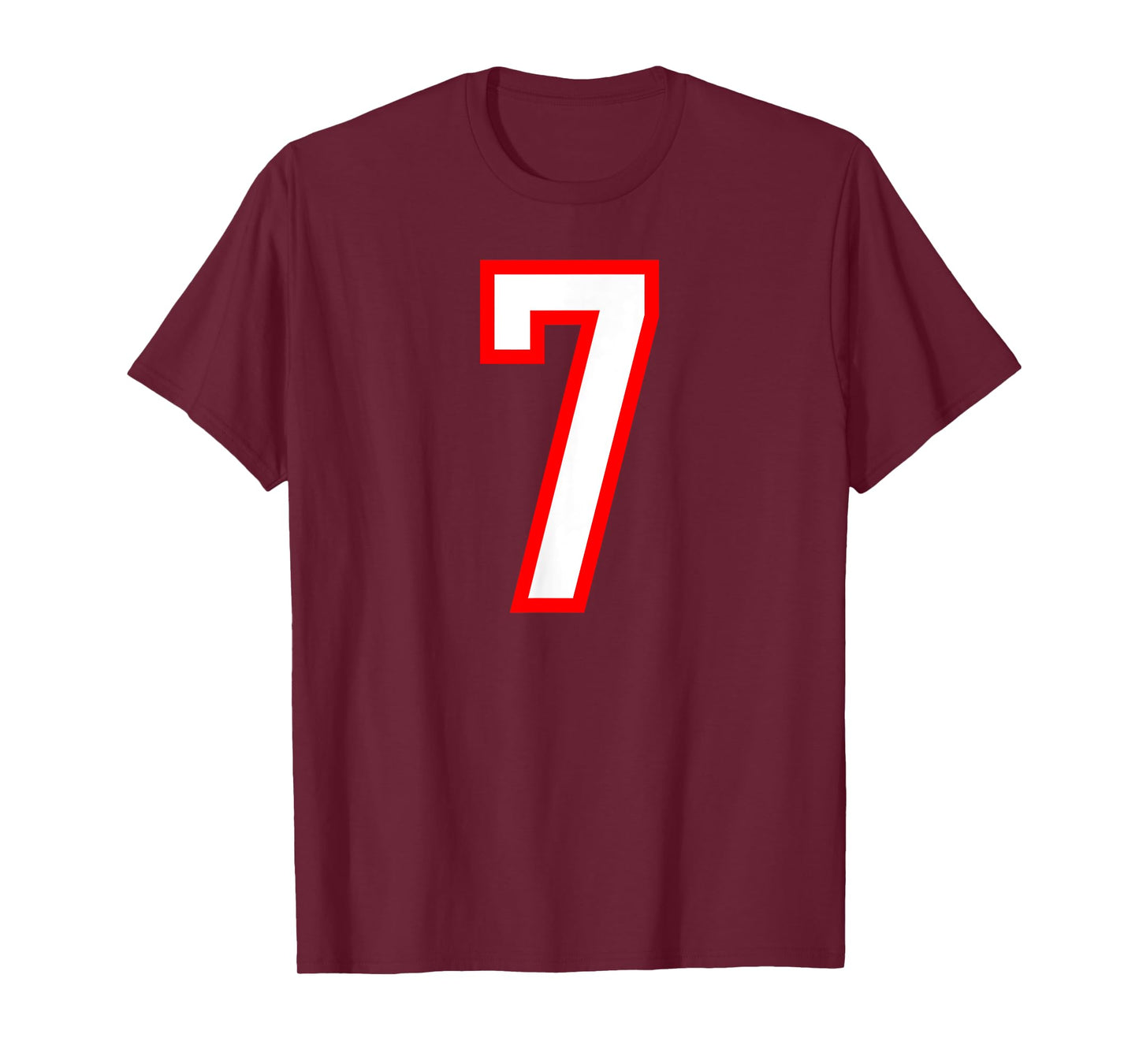 Number #7 White Red Sport Number 7 T-Shirt
