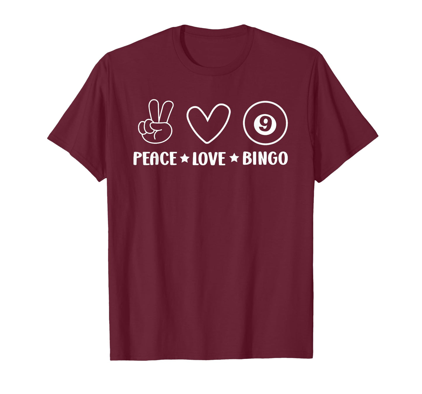Bingo Women PEACE LOVE BINGO Lovers Bingo Player T-Shirt