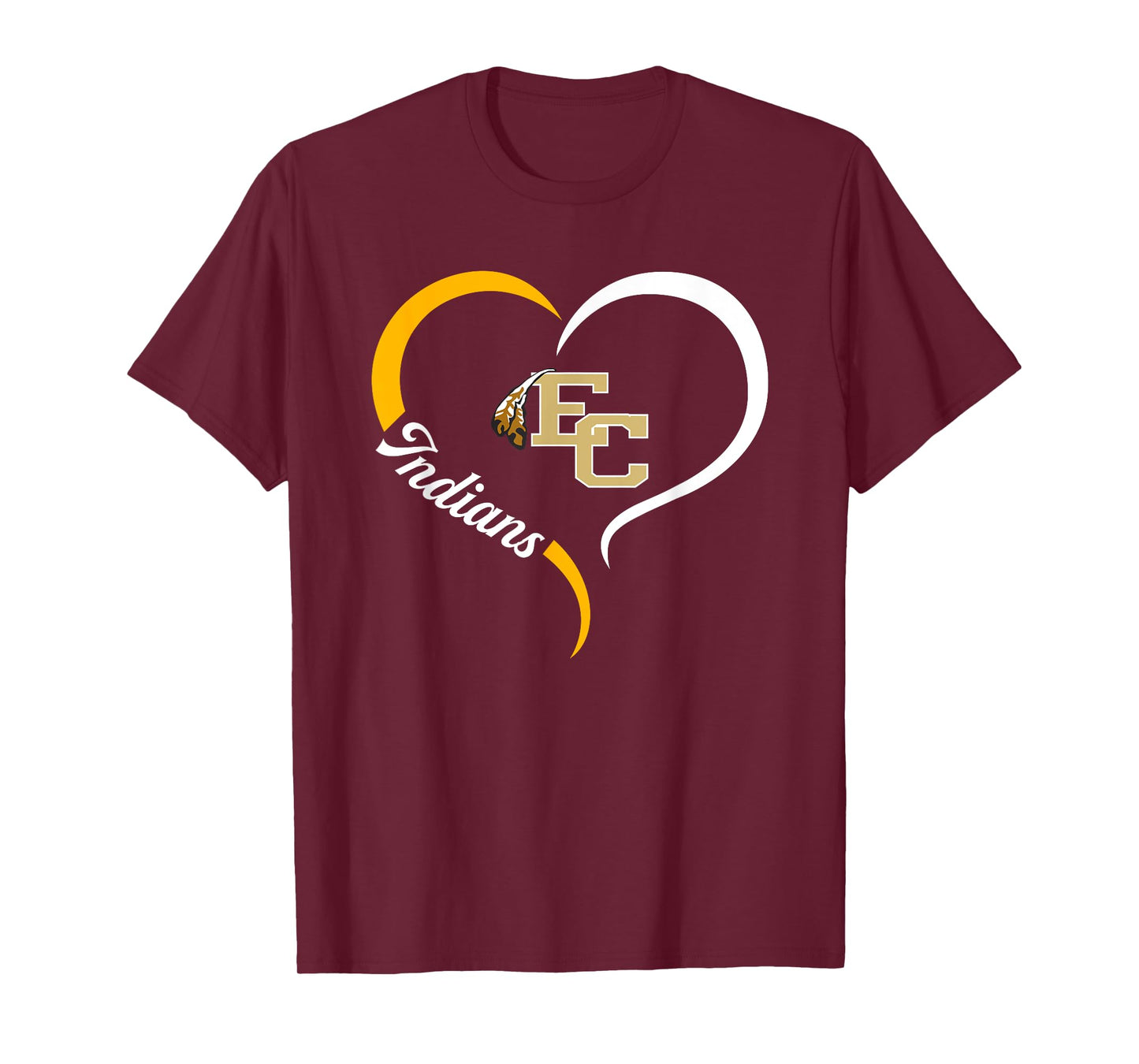 East Coweta Indians Logo Half Heart Slogan HS T-Shirt