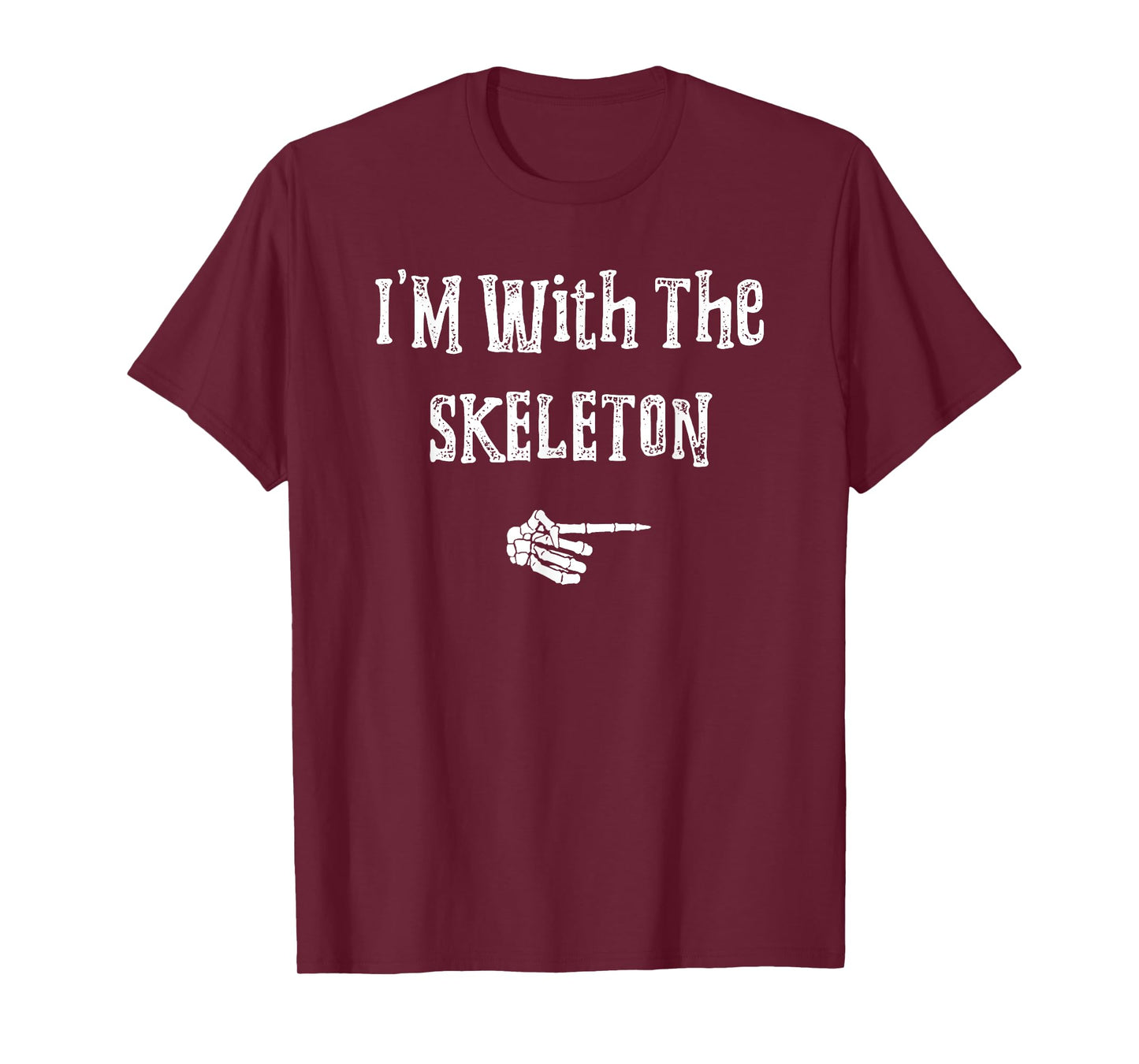 I'm With Skeleton Halloween Costume Funny Couples Matching T-Shirt