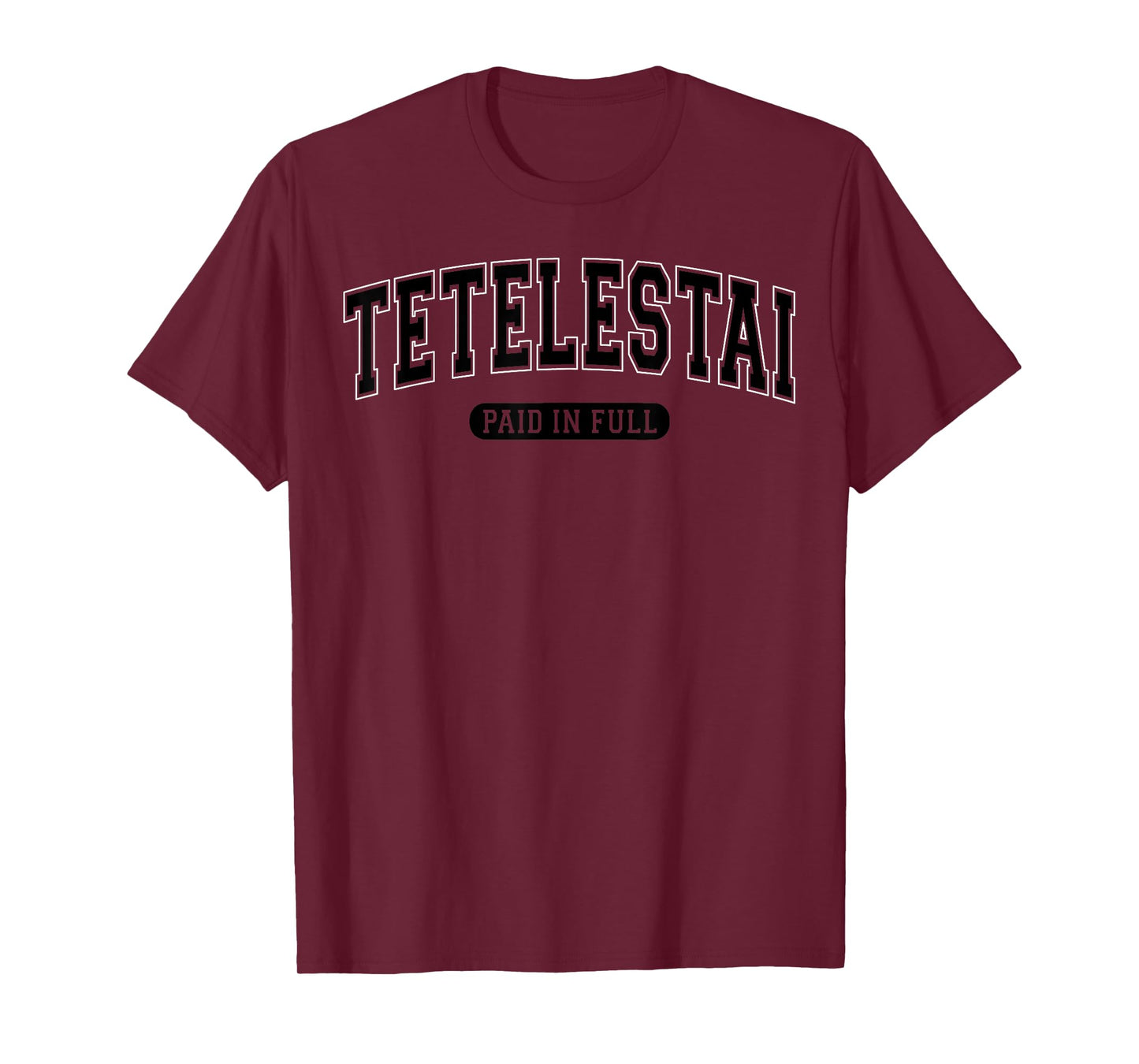 Tetelestai Paid In Full Varsity Arched Black Letters T-Shirt