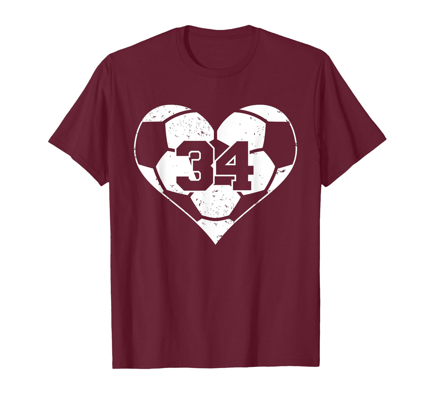 Soccer Number 34 Jersey Funny Soccer Heart Game Day T-Shirt