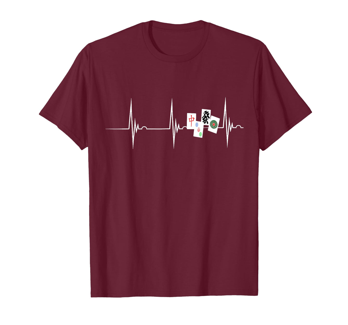 Heartbeat Mahjong Player EKG Pulse Line Chinese Game T-Shirt T-Shirt