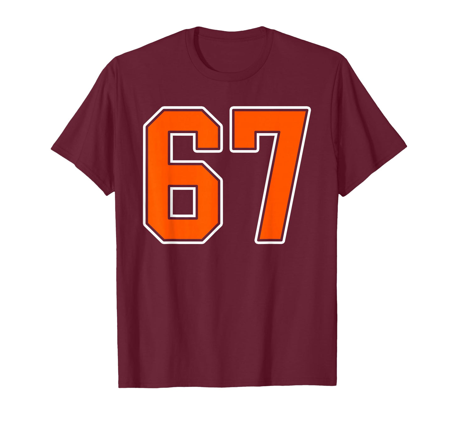 Orange White Number 67 Jersey Player Uniform #67 T-Shirt
