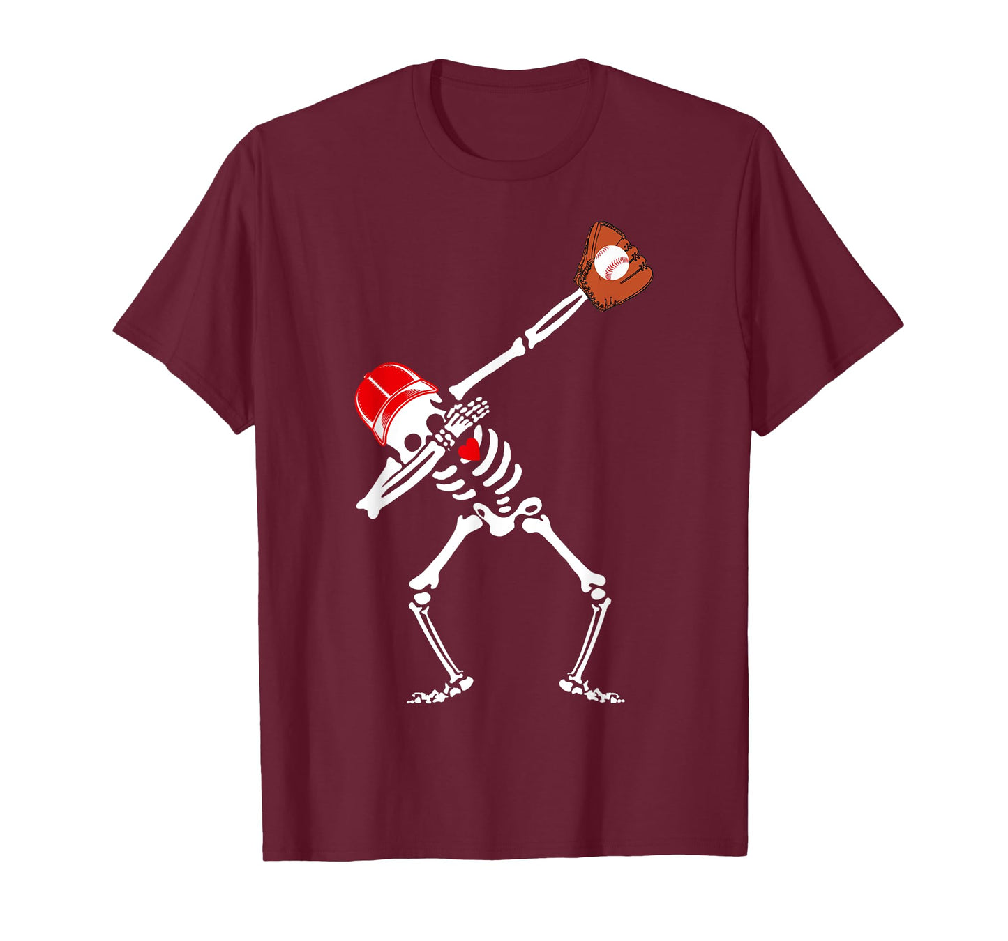 Dabbing Skeleton Baseball Halloween Boys Kids Men Funny T-Shirt