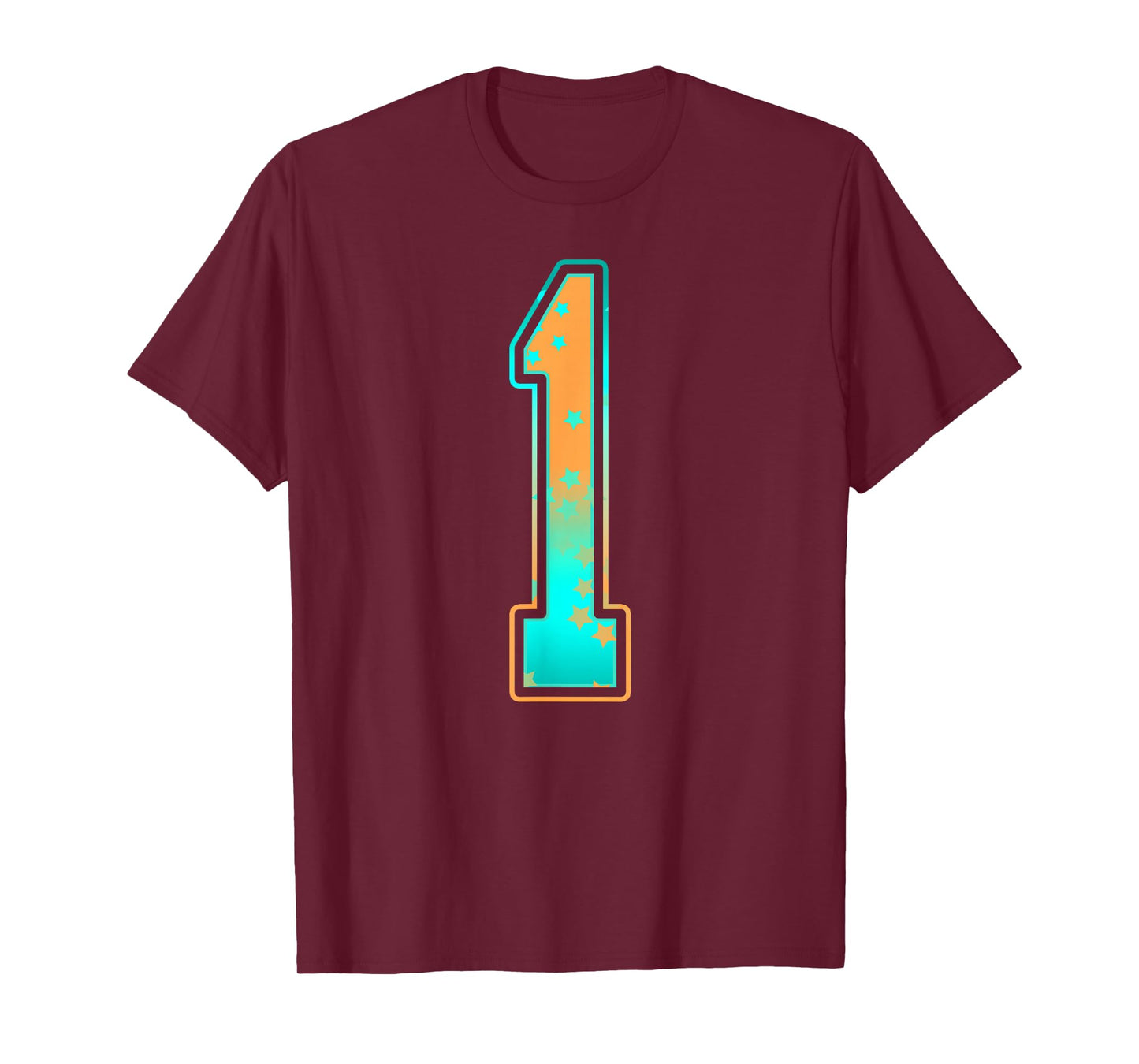 Mint Green Teal Orange Number 1 Jersey Player Uniform #1 T-Shirt