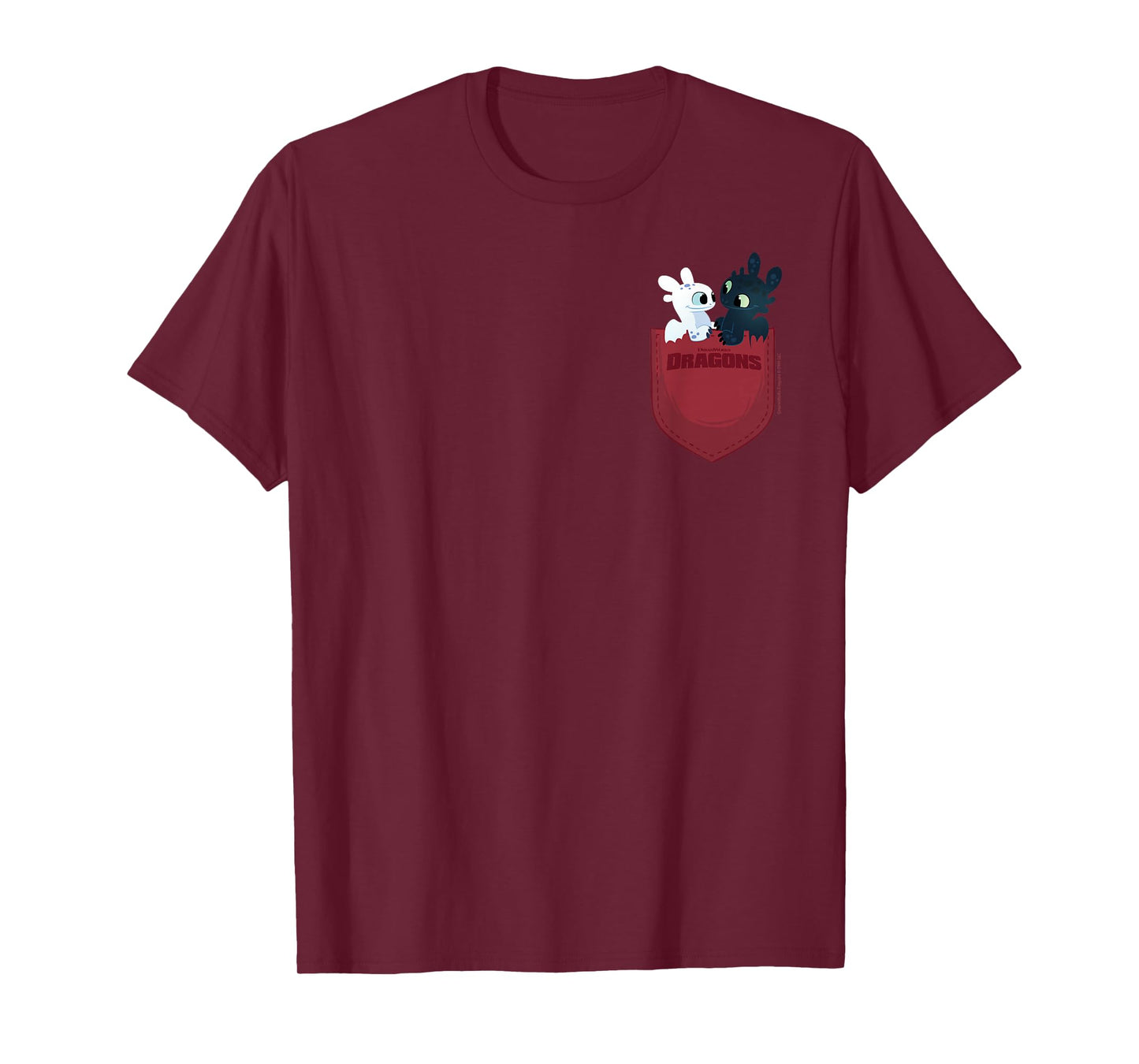 Dreamworks Dragons Light Fury & Night Fury Faux Pocket T-Shirt