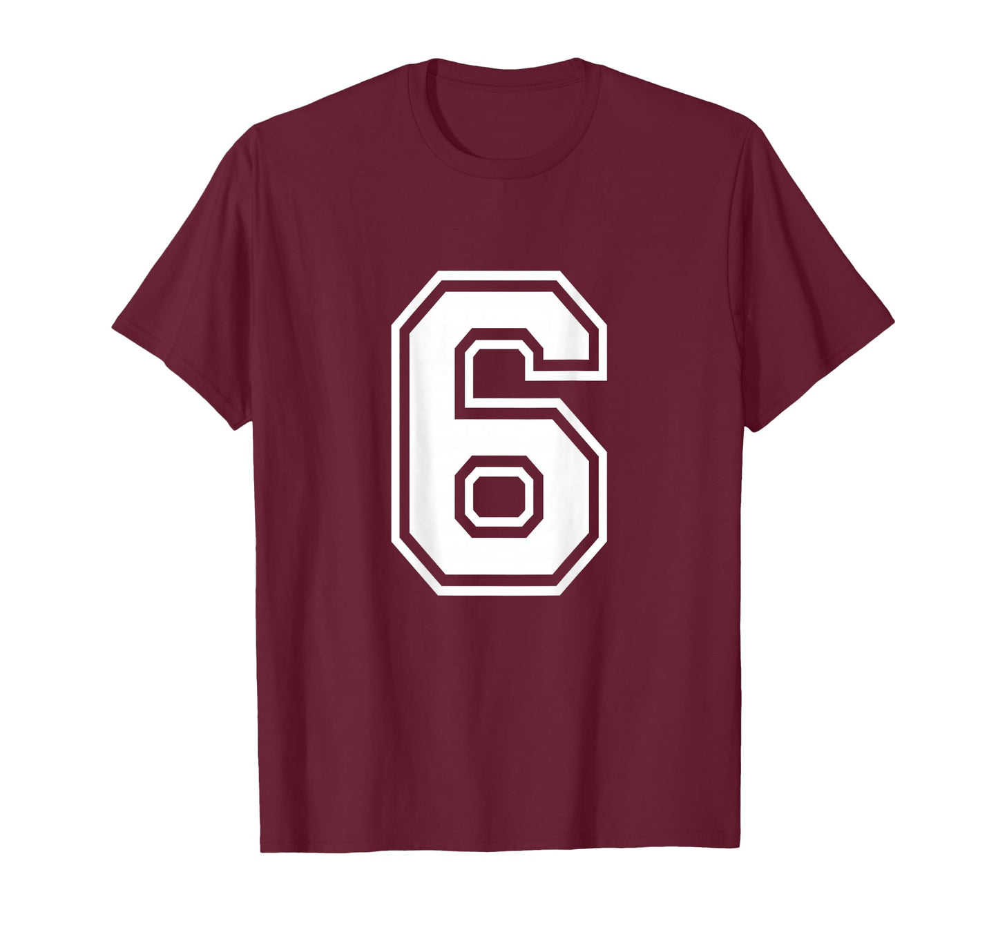 Number 6 Shirt Sports Player Number BACK of Shirt T-Shirt