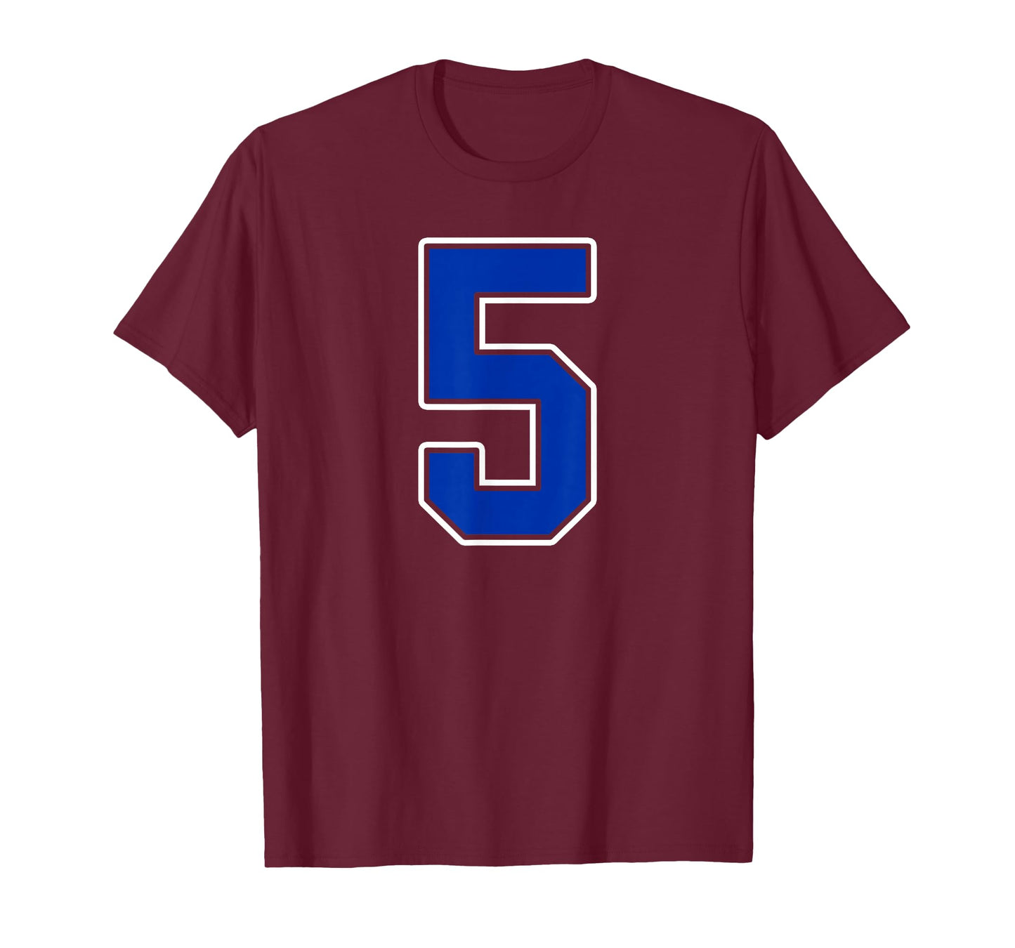 Royal Blue White Number 5 Jersey Player Uniform #5 T-Shirt